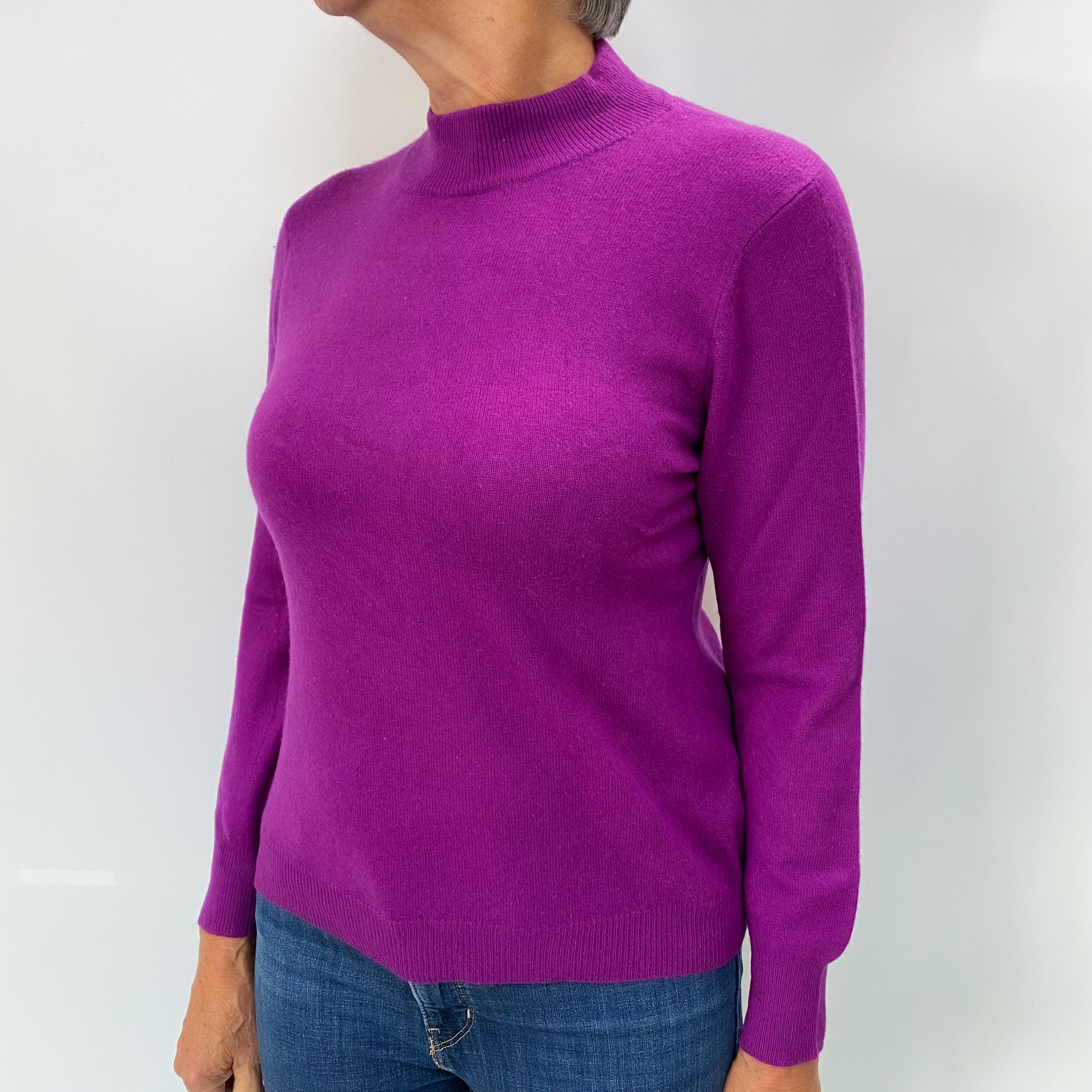 Magenta Purple Cashmere Turtle Neck Jumper Medium