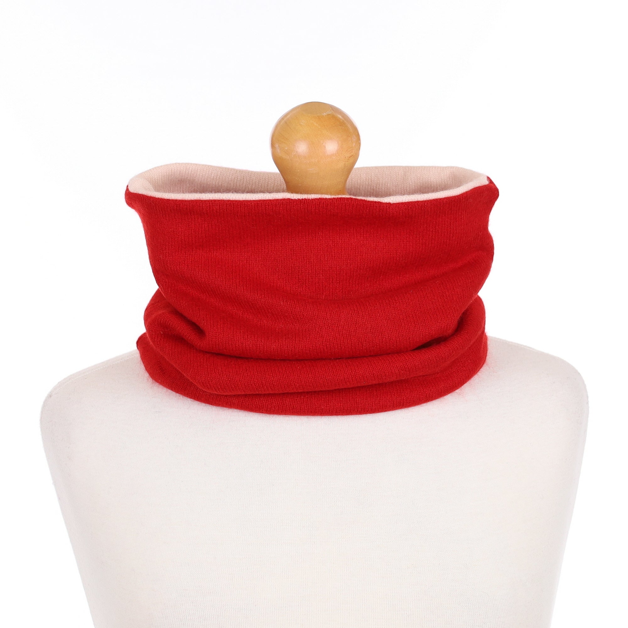Postbox Red and Palest Pink Double Layered Snood