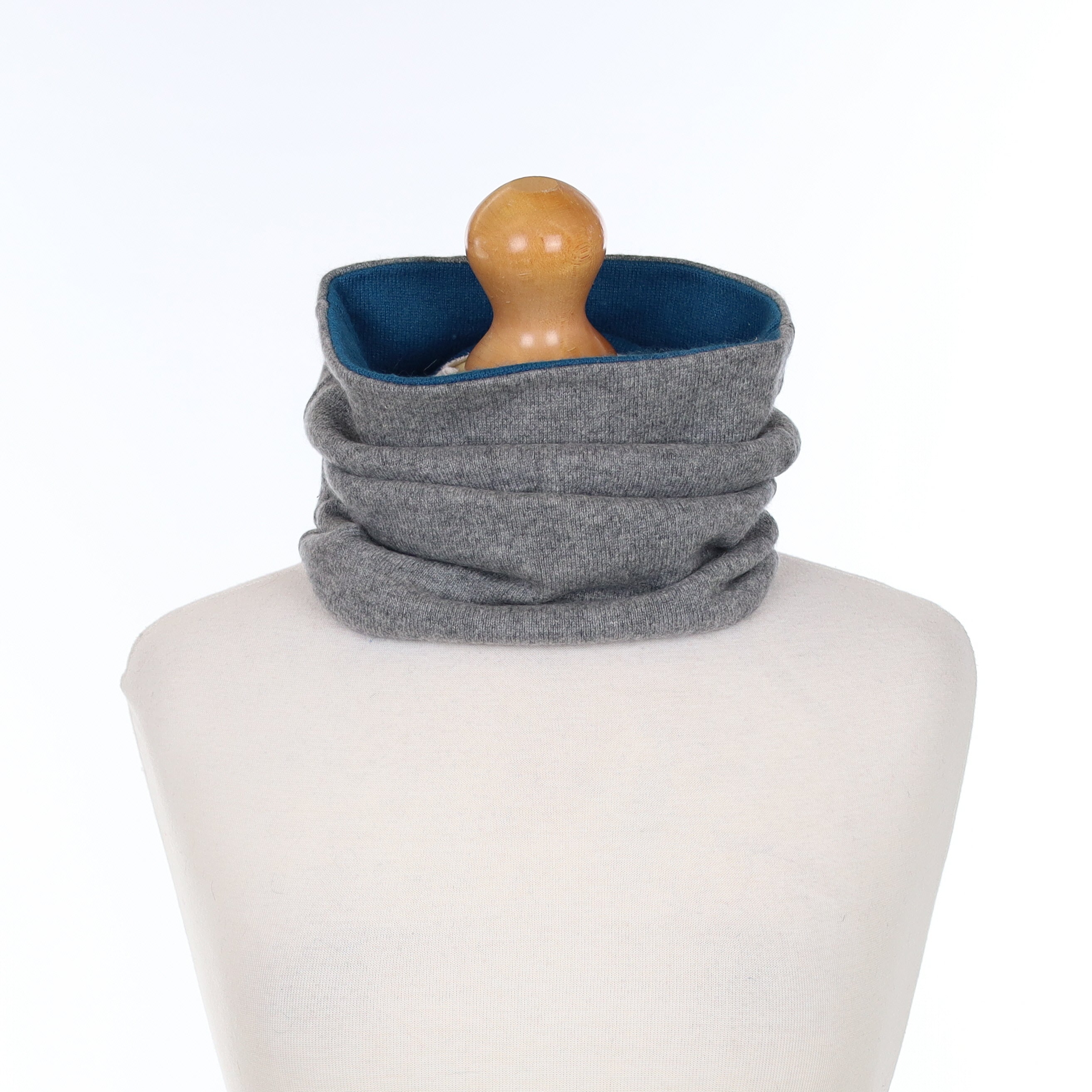 Men’s Teal Blue and Slate Grey Luxury Double Layered Snood