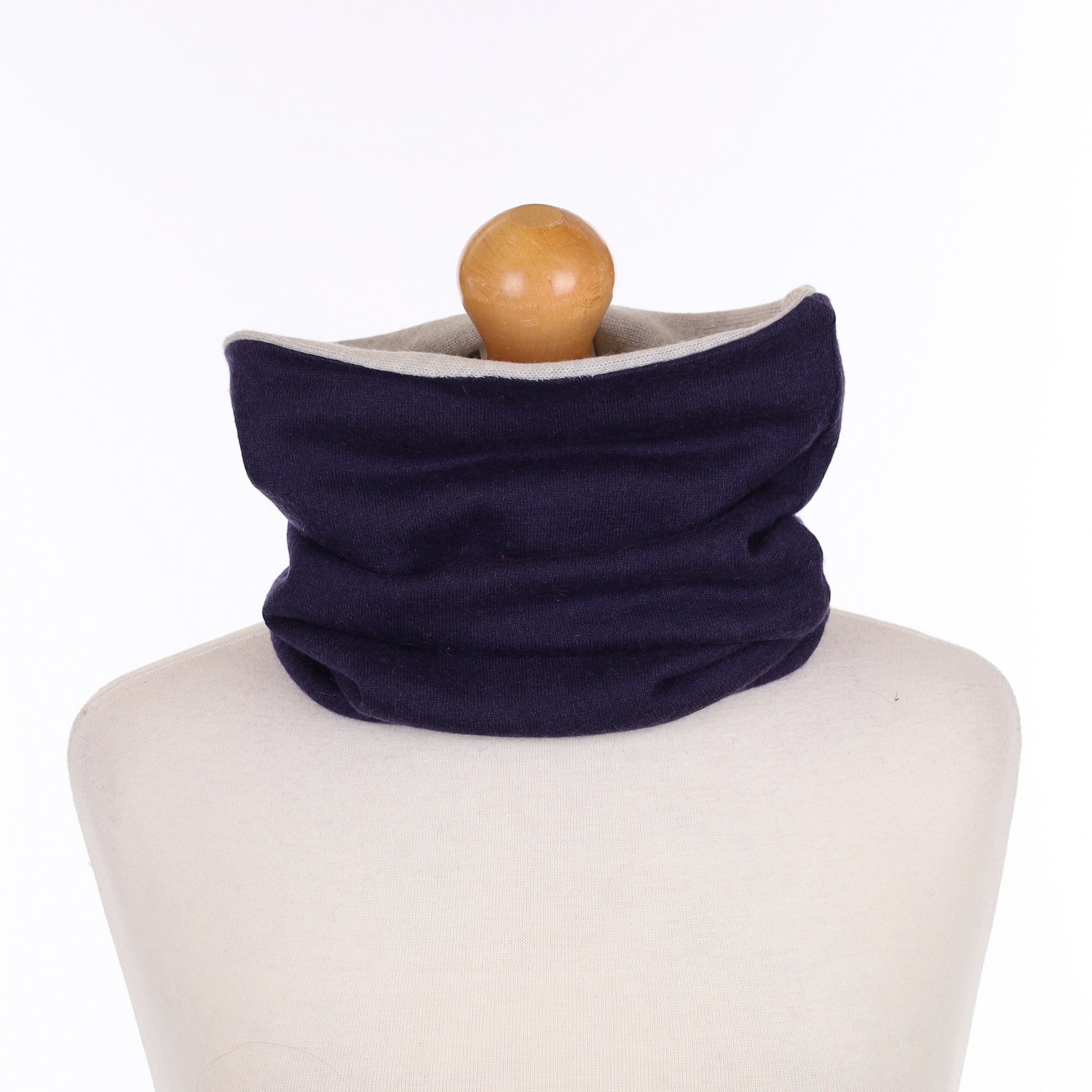 Navy Blue and Smoke Grey Luxury Double Layered Snood