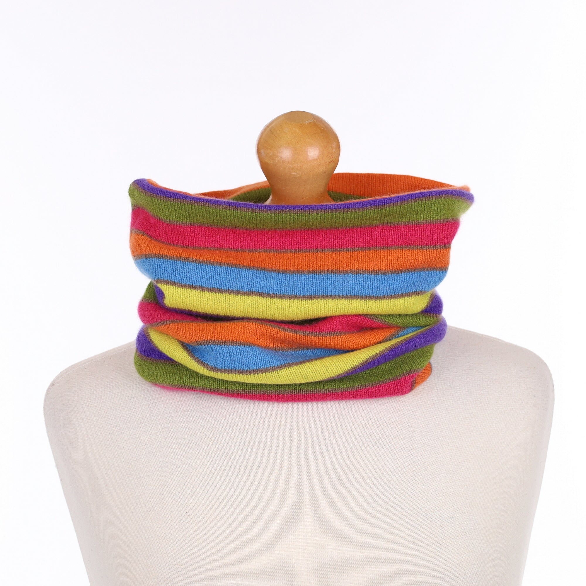 Multicoloured Stripe Luxury Double Layered Snood