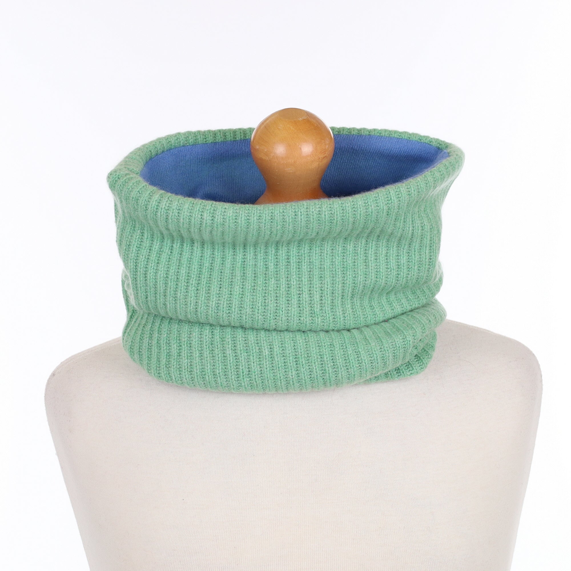 Green Ribbed and Blue Luxury Double Layered Snood