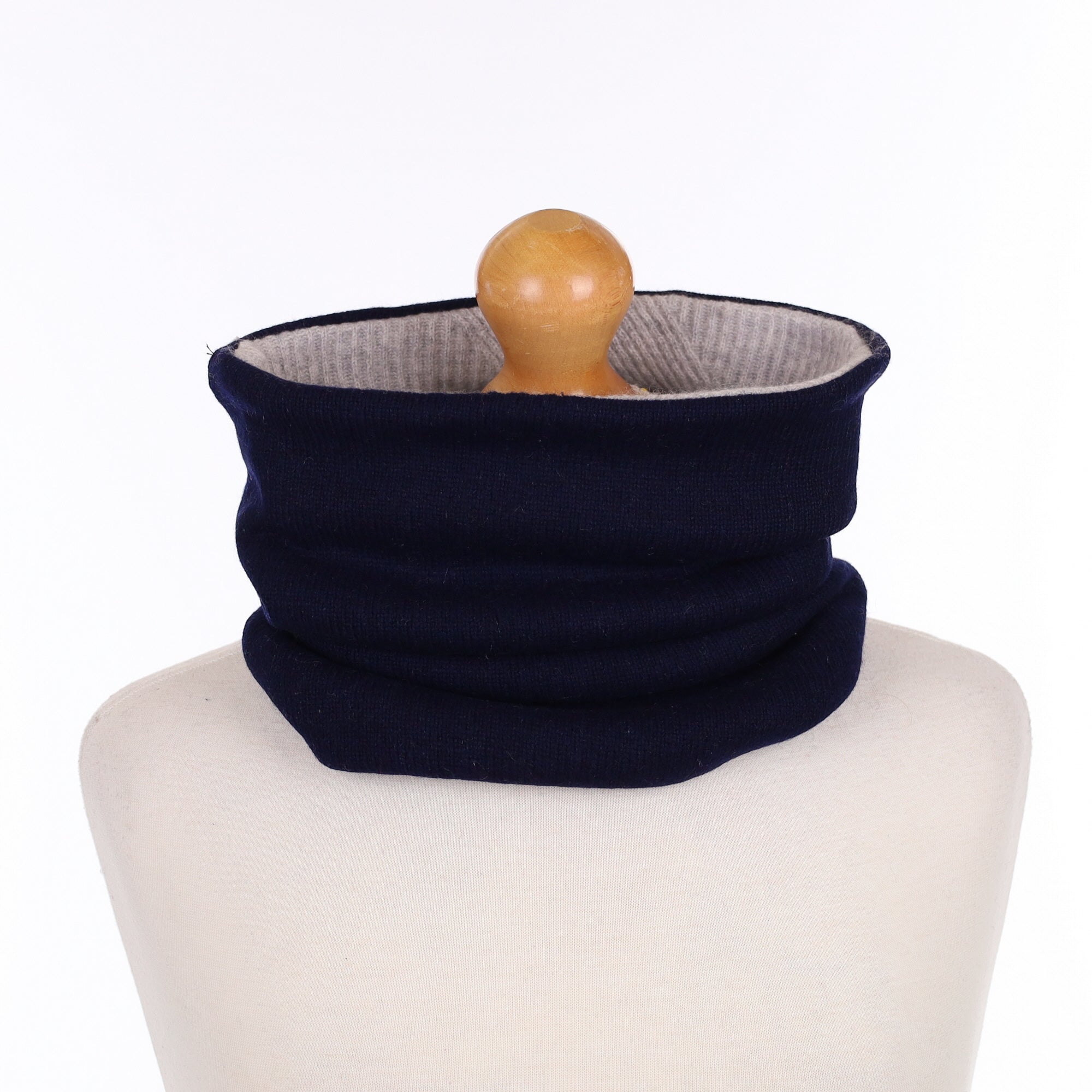 Navy and Grey Textured Luxury Double Layered Snood