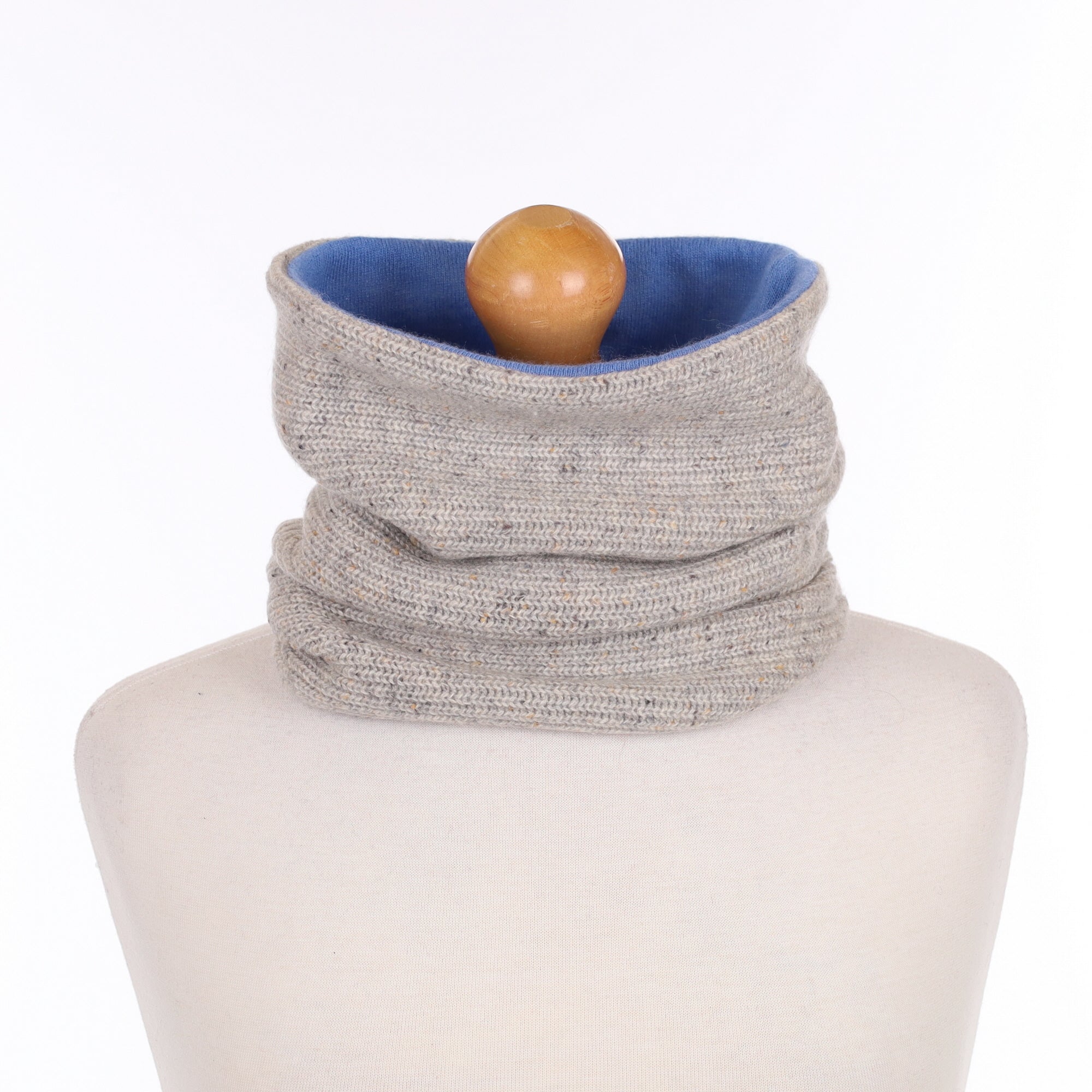 Grey and Blue Marl Luxury Double Layered Snood