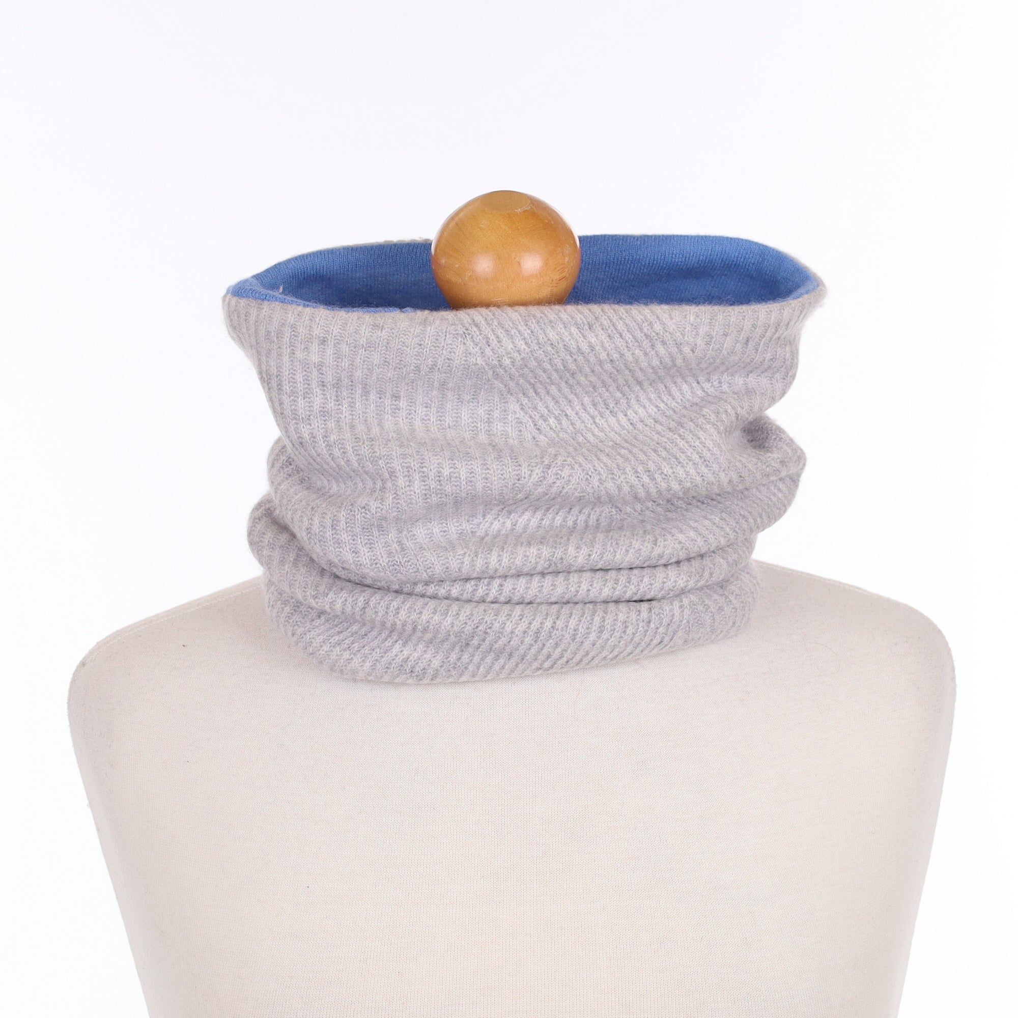 Grey and Blue Textured Luxury Double Layered Snood