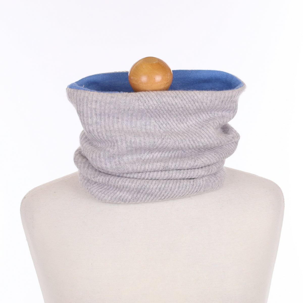 Grey and Blue Textured Luxury Double Layered Snood