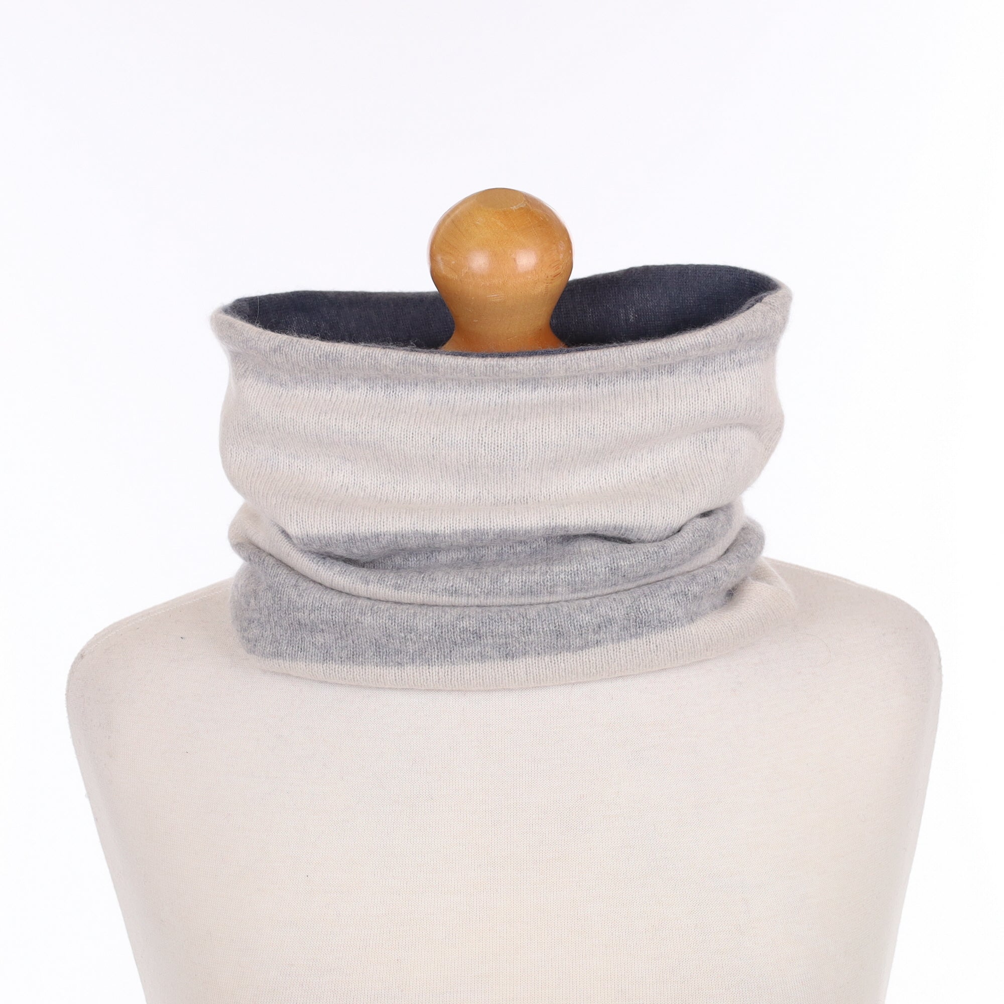 Grey Striped Luxury Double Layered Snood