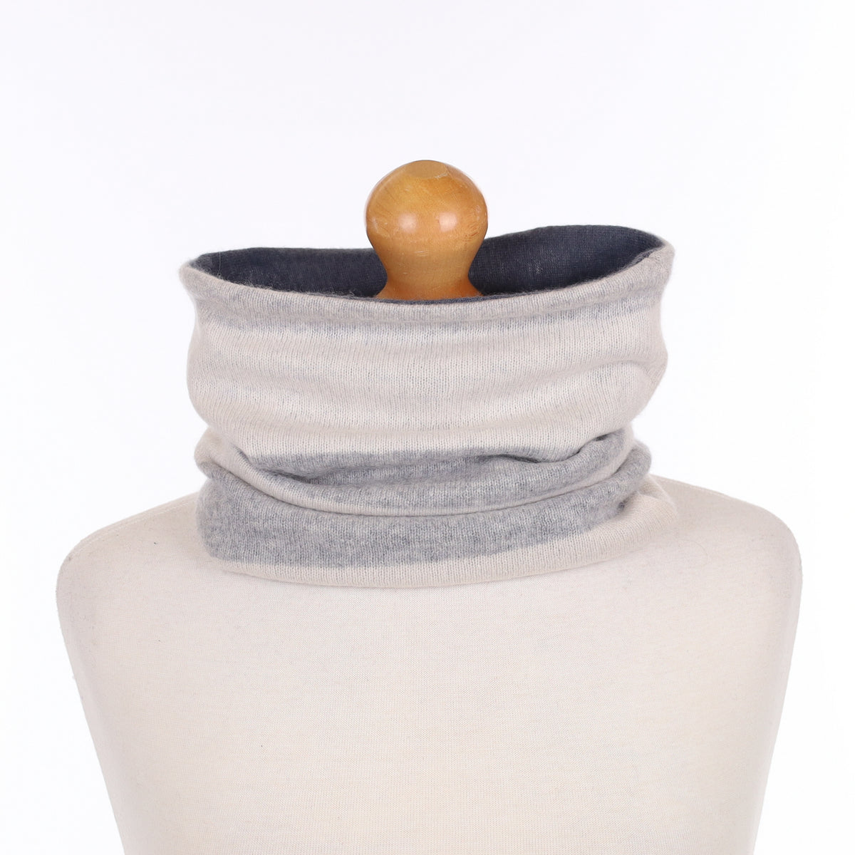 Grey Striped Luxury Double Layered Snood