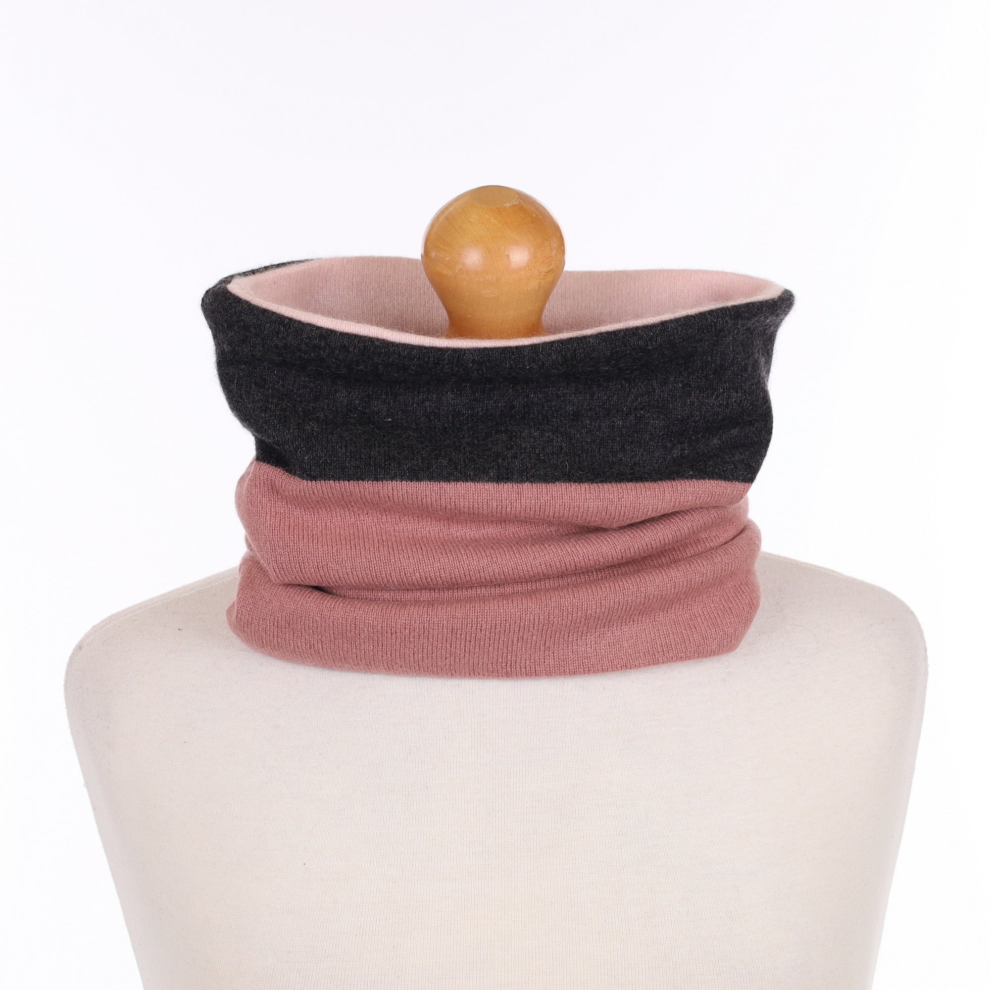 Pink and Grey Patterned Luxury Double Layered Snood