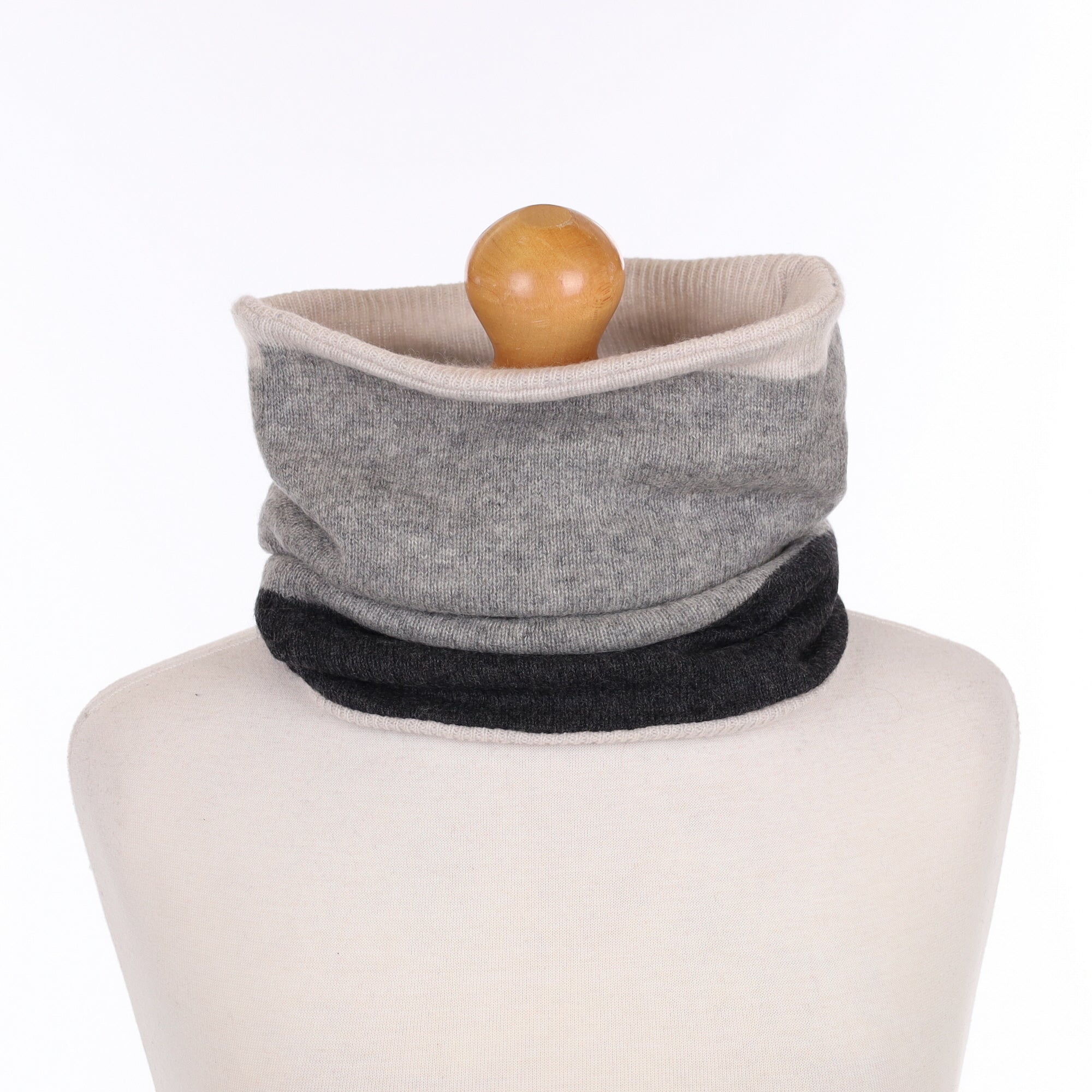 Slate and Ash Grey Patterned Luxury Double Layered Snood