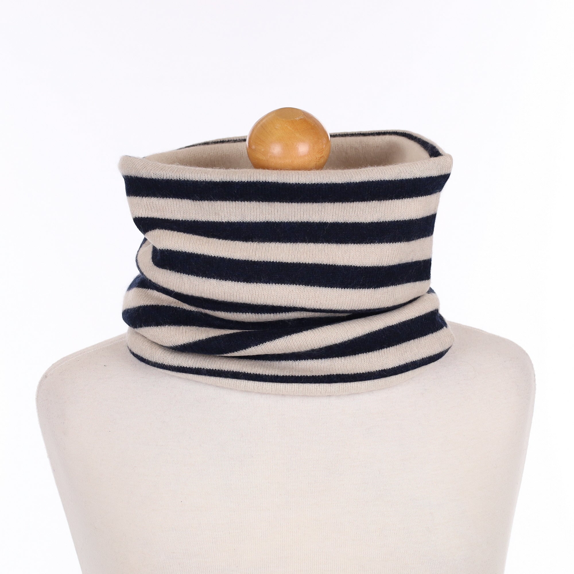 Cream and Navy Luxury Double Layered Snood