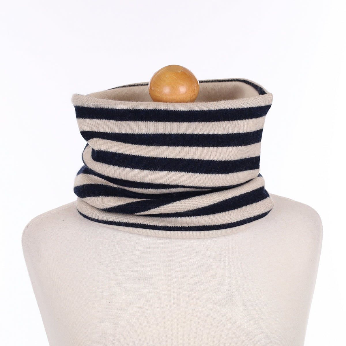 Cream and Navy Luxury Double Layered Snood