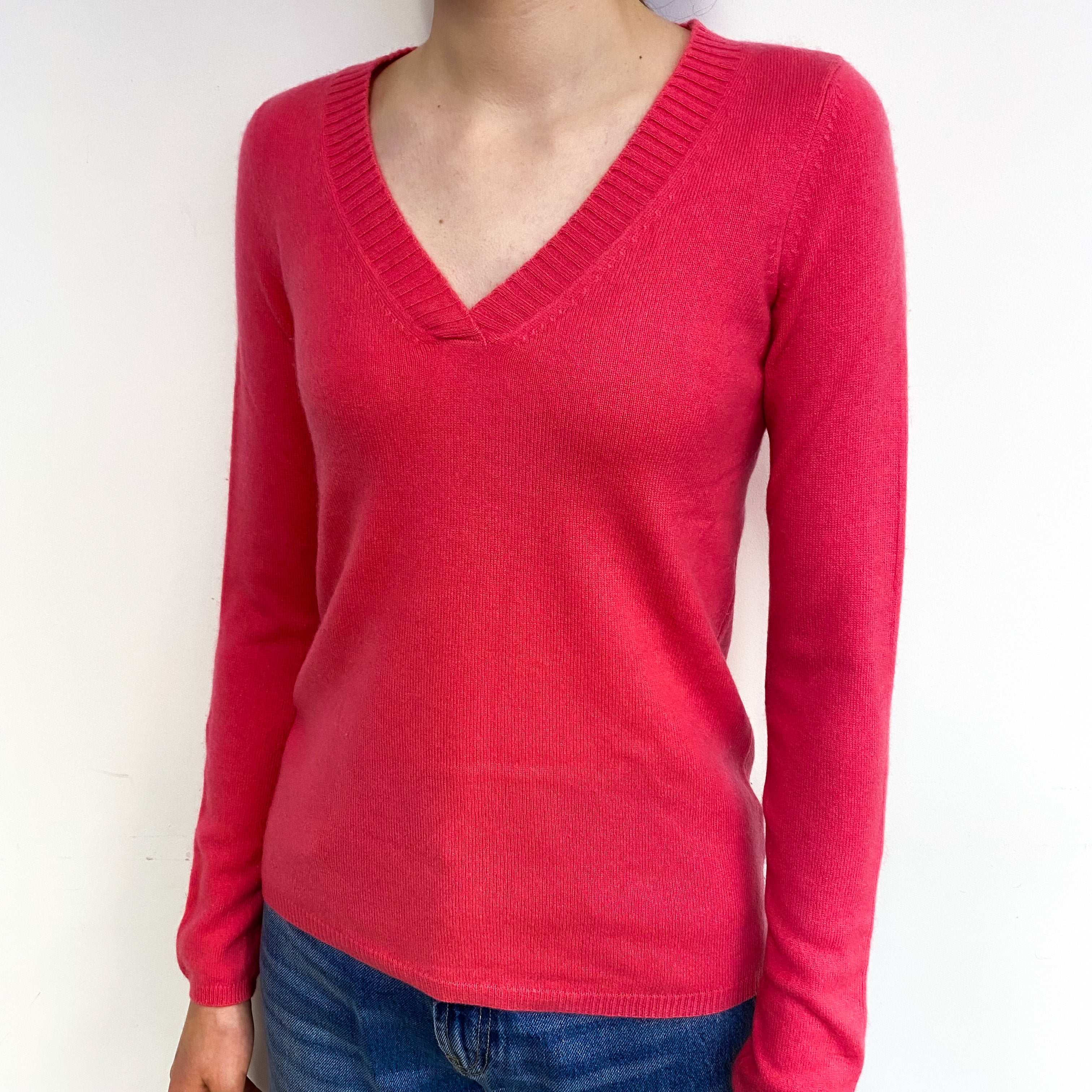 Loganberry Pink Cashmere V-Neck Jumper Extra Extra Small