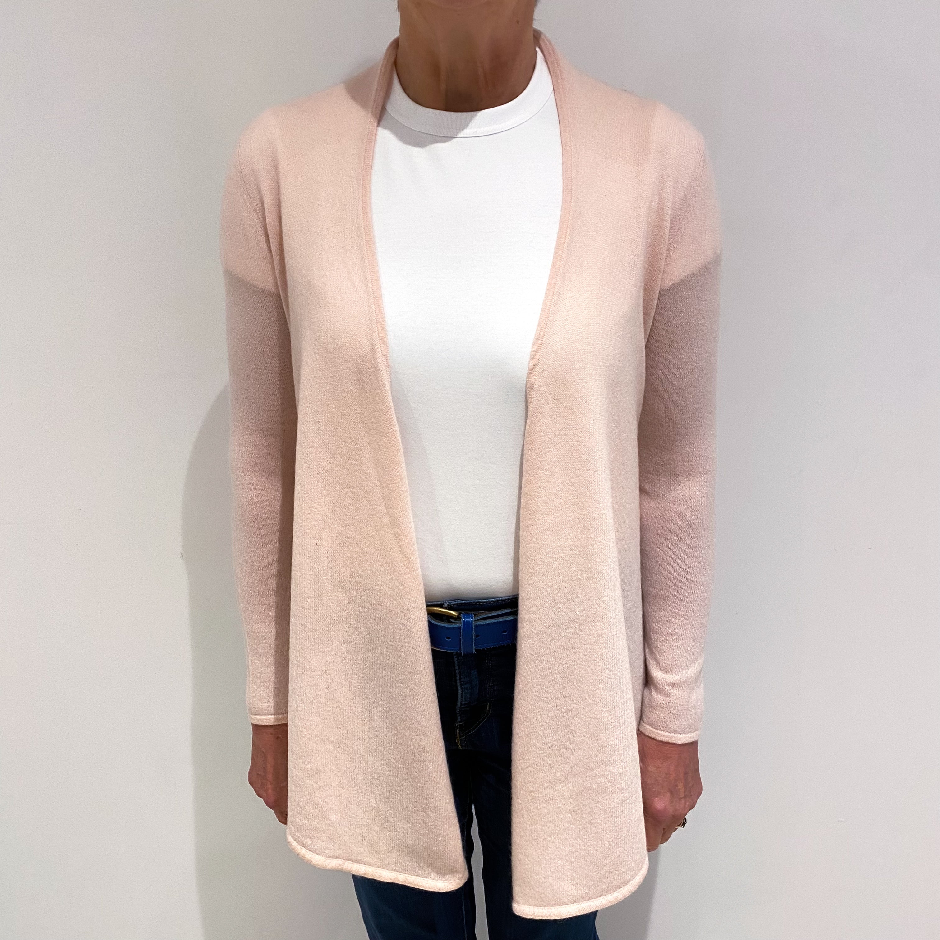 Shell Pink Edge To Edge Cashmere Cardigan Medium