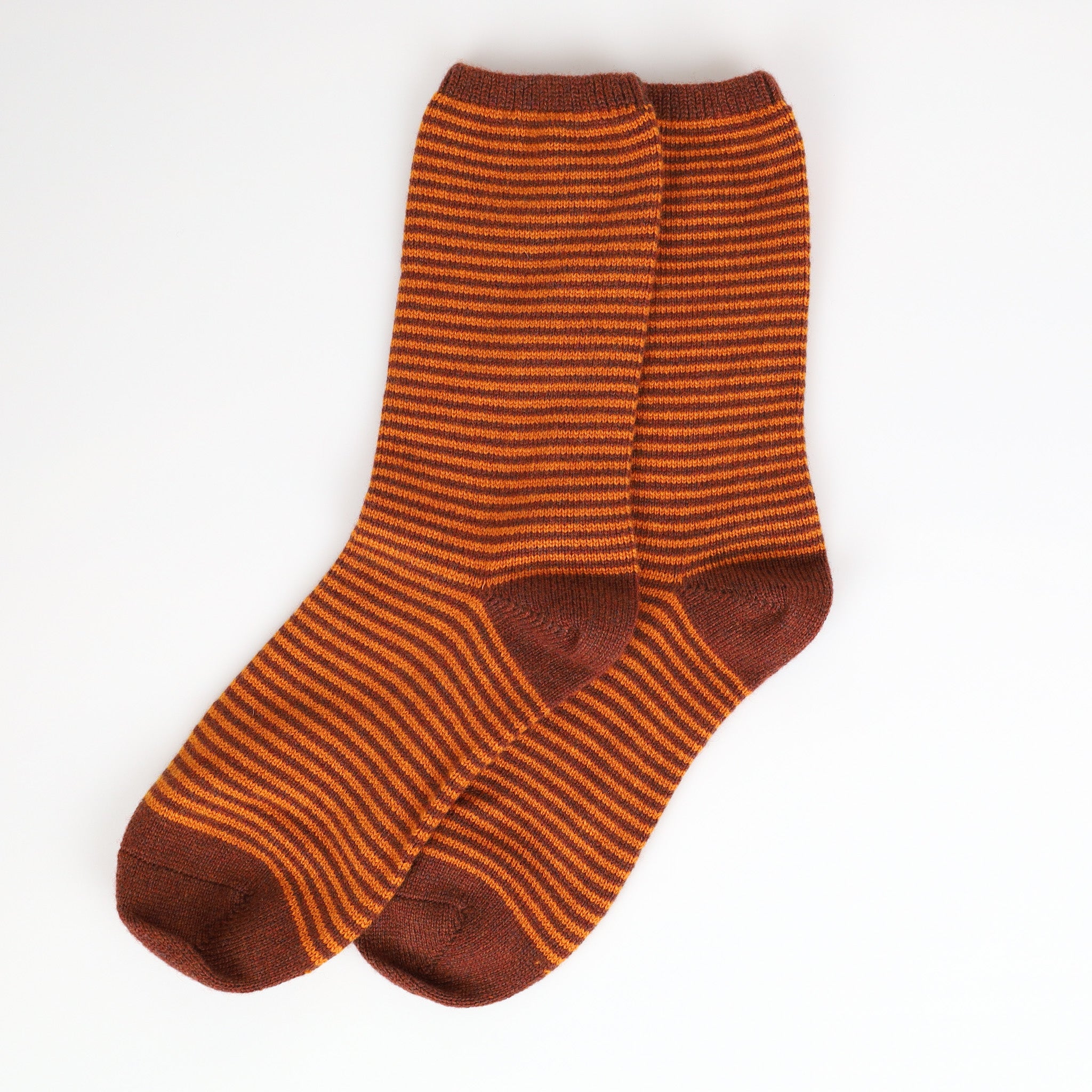 Brand New Scottish Orange and Rust Striped Ladies Cashmere Every Day Socks