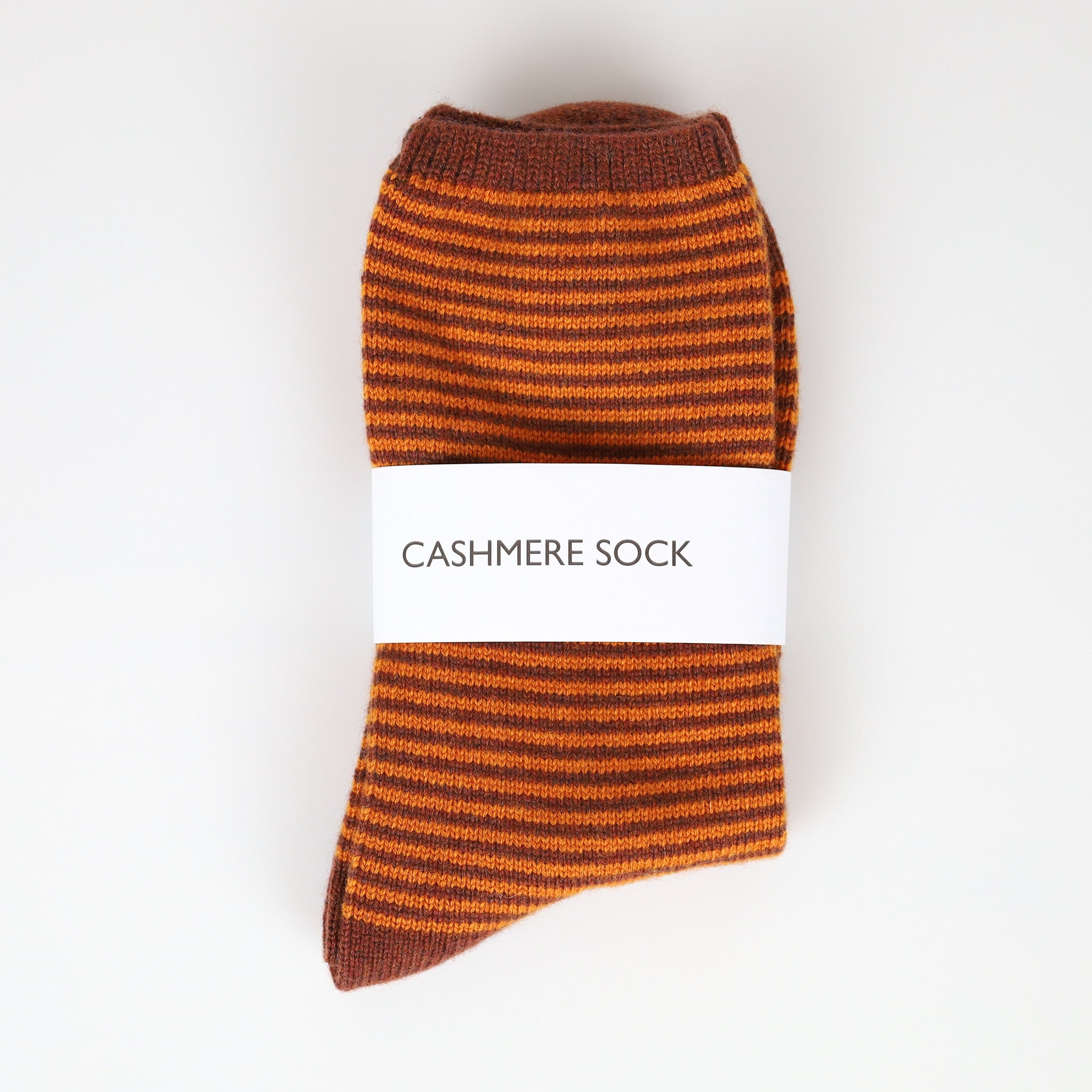 Brand New Scottish Orange and Rust Striped Ladies Cashmere Every Day Socks