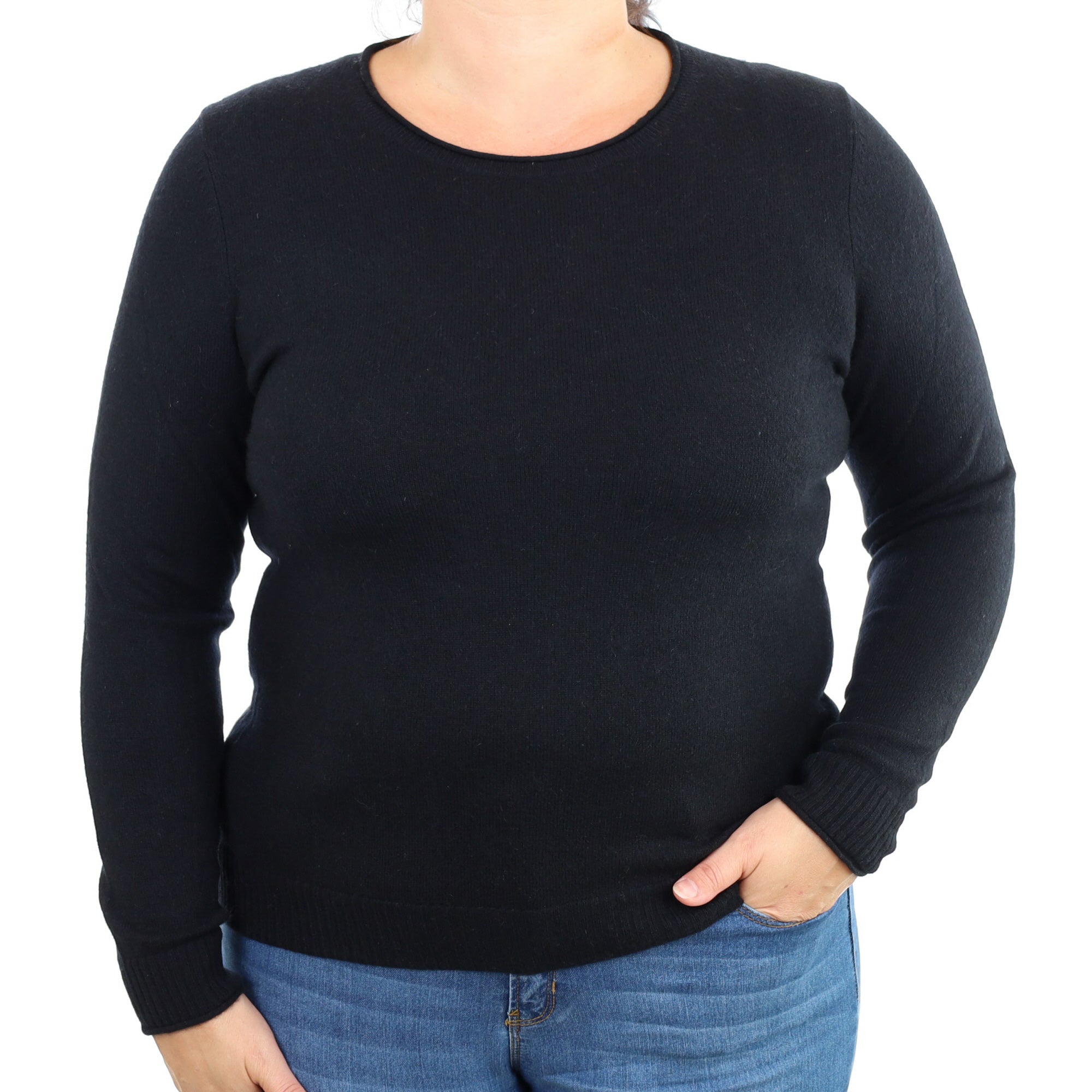 Black Cashmere Crew Neck Jumper Large