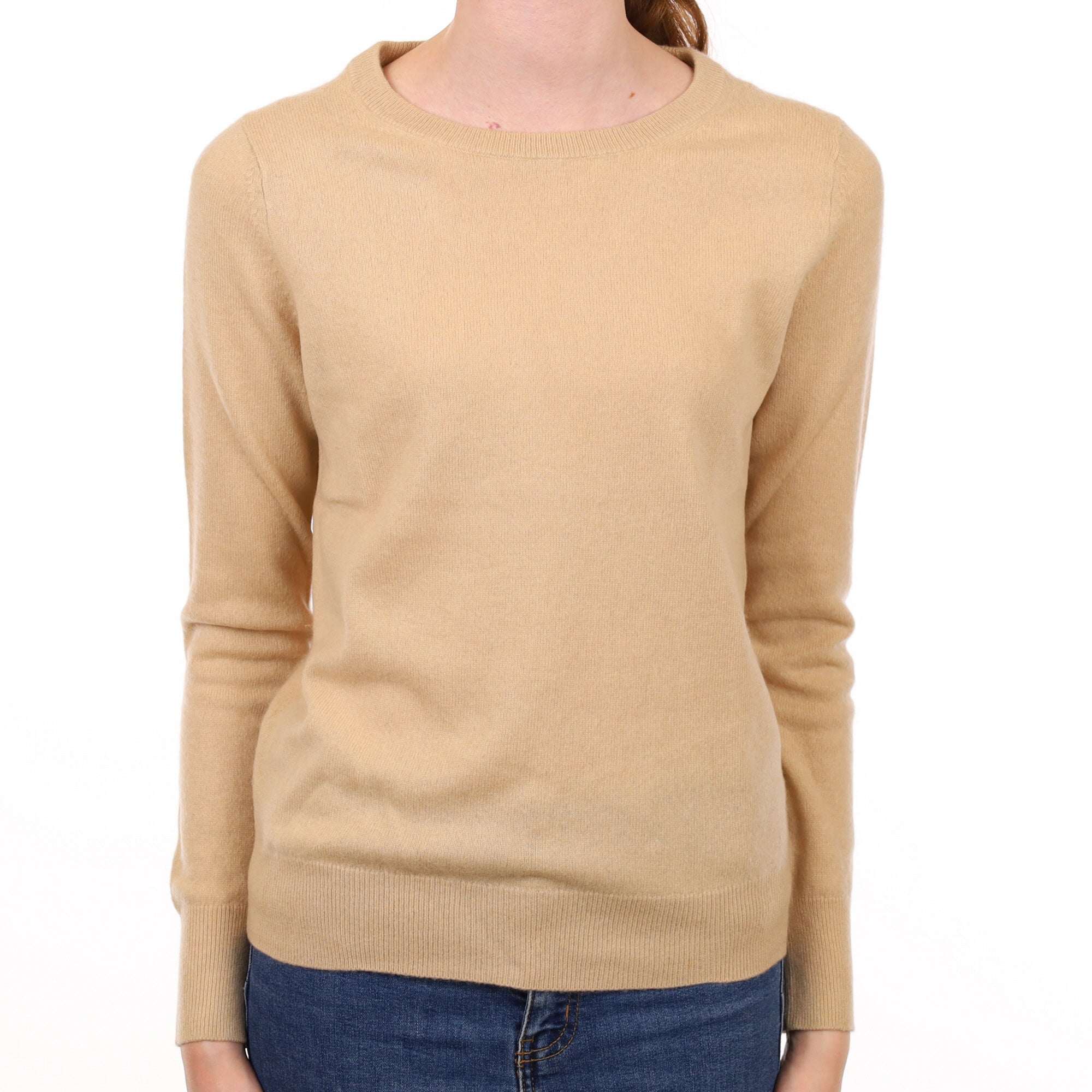 Sand Beige Cashmere Crew Neck Jumper Extra Small