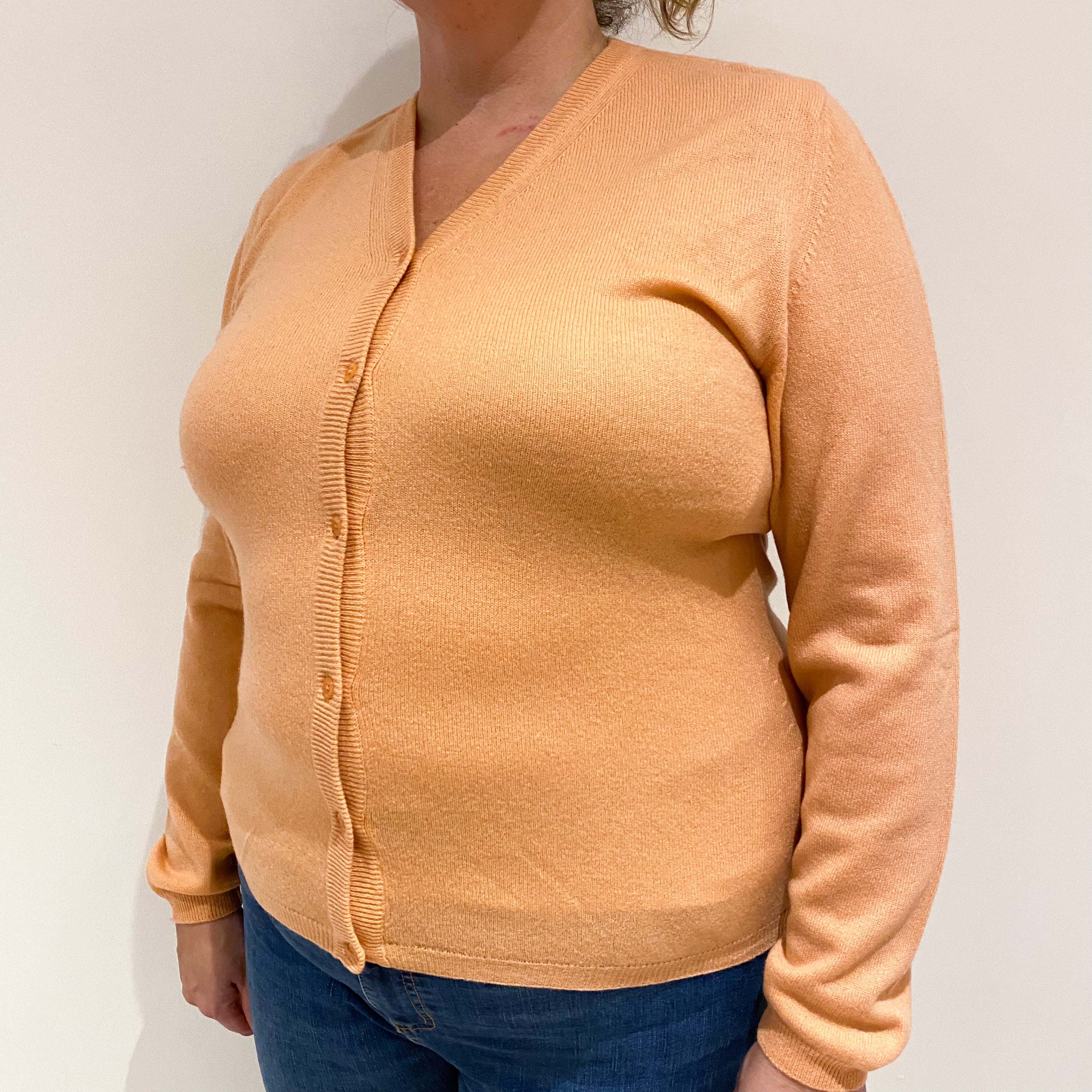 Peach Cashmere V-Neck Cardigan Extra Large