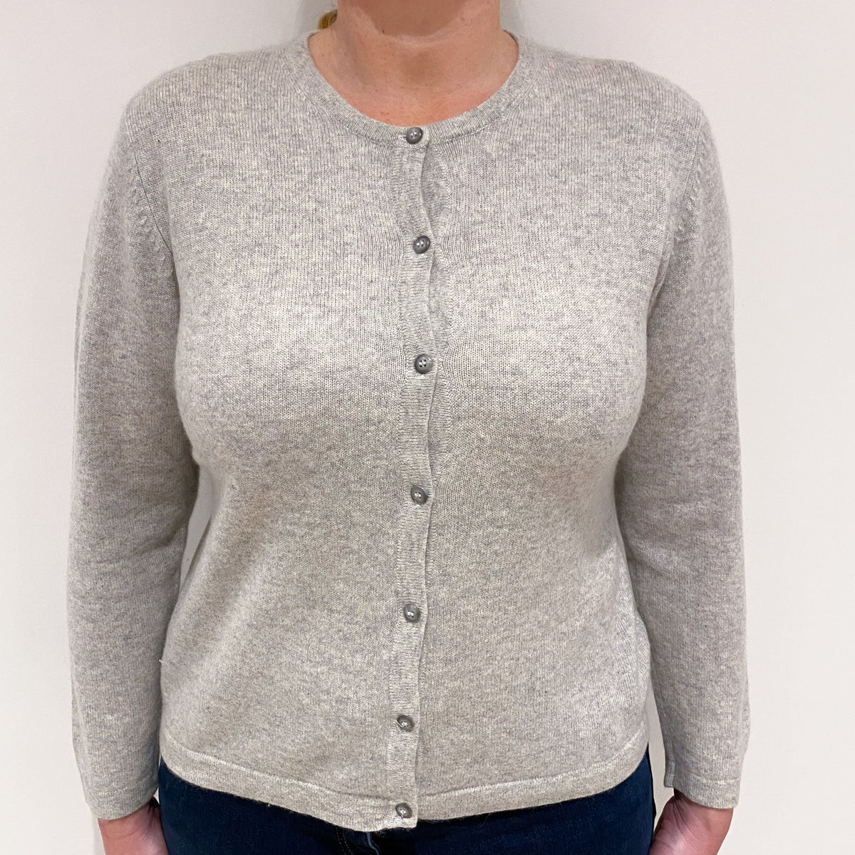Mist Grey Cashmere Cardigan Large