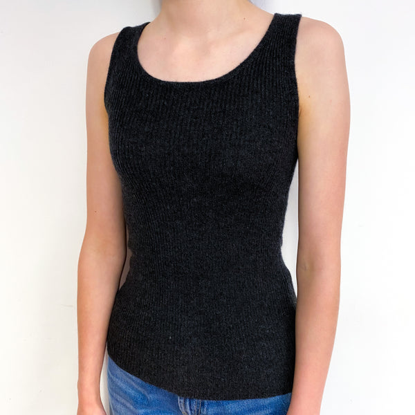 Charcoal Grey Cashmere Rib Vest Extra Small