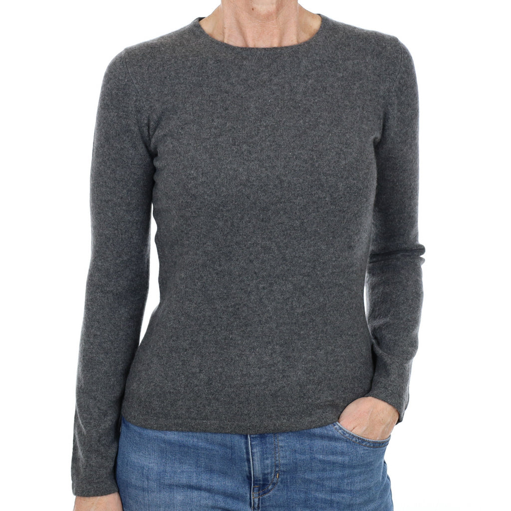 Slate Grey Cashmere Crew Neck Jumper Small