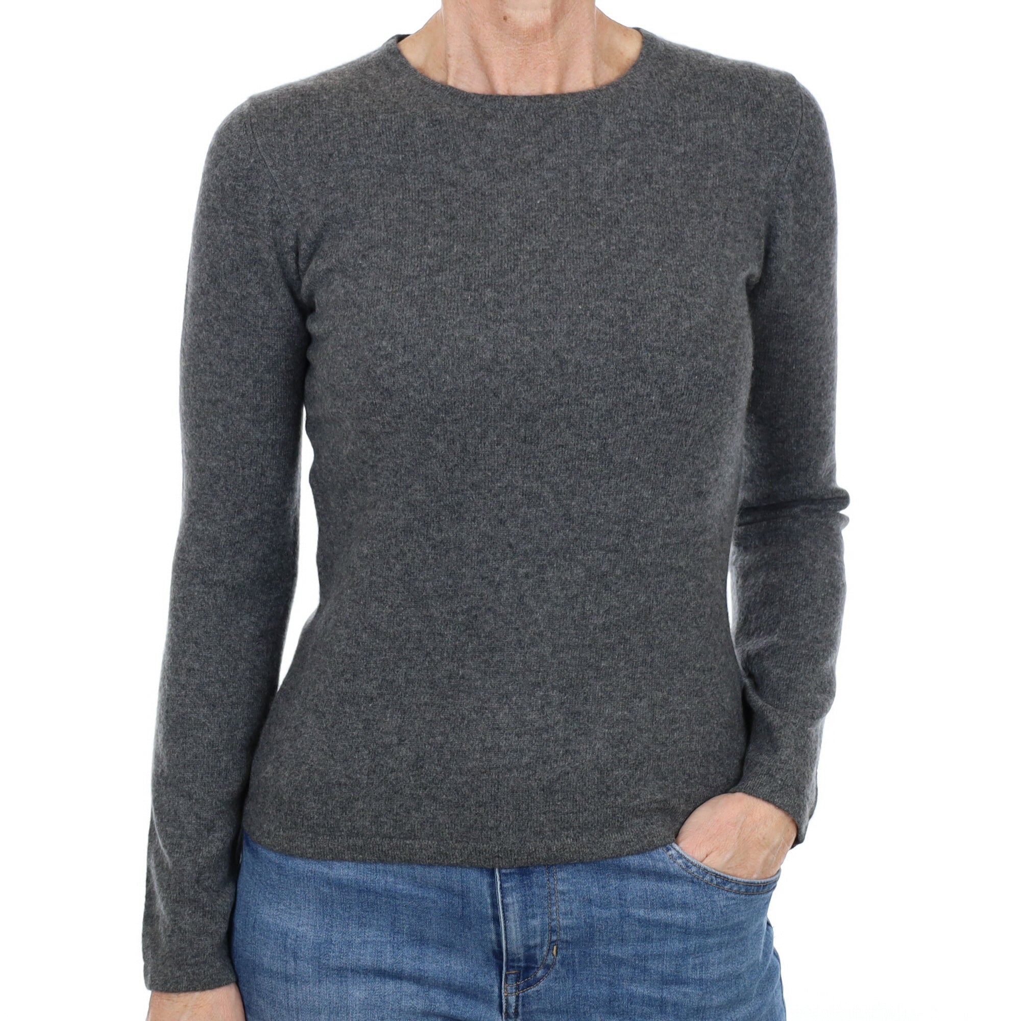 Slate Grey Cashmere Crew Neck Jumper Small