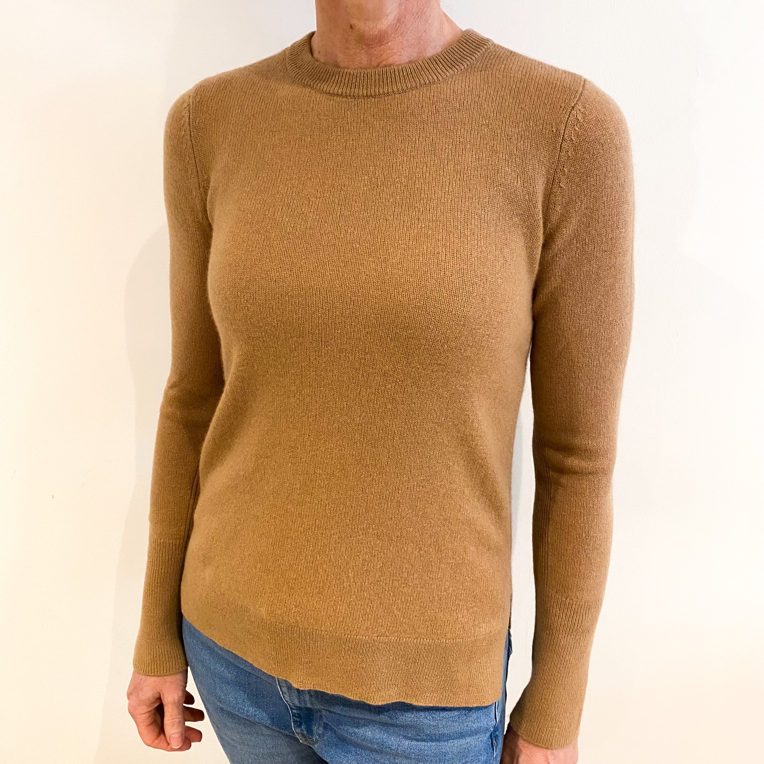 Biscuit Brown Cashmere Crew Neck Jumper Small
