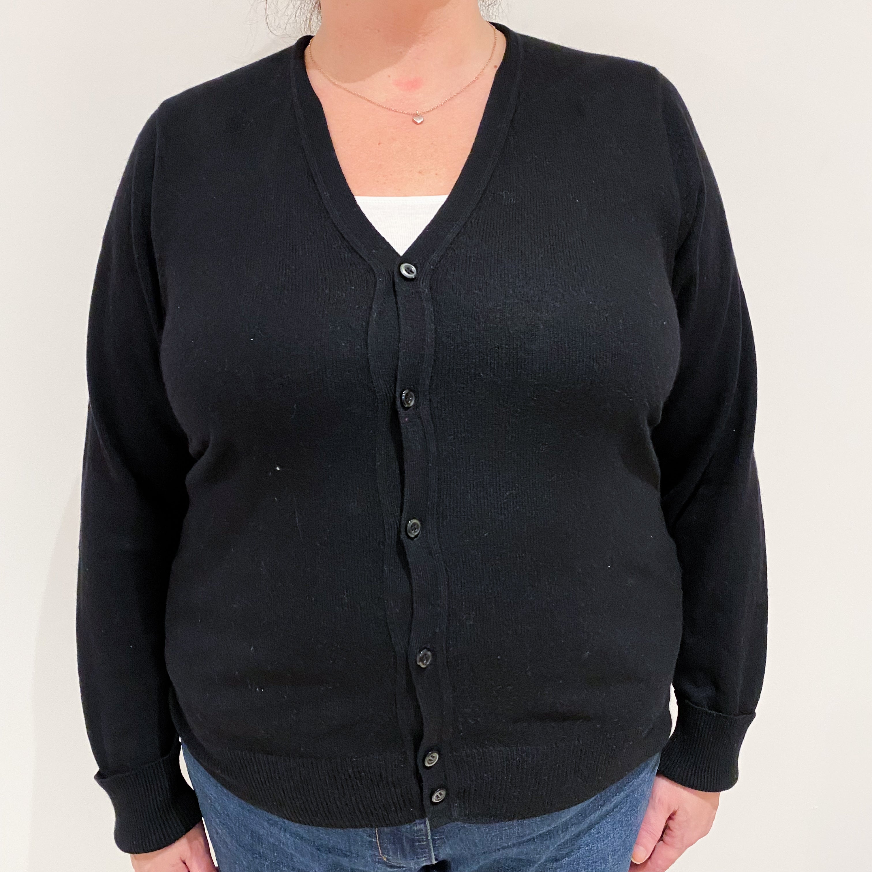 Black Cashmere V-Neck Cardigan Extra Large