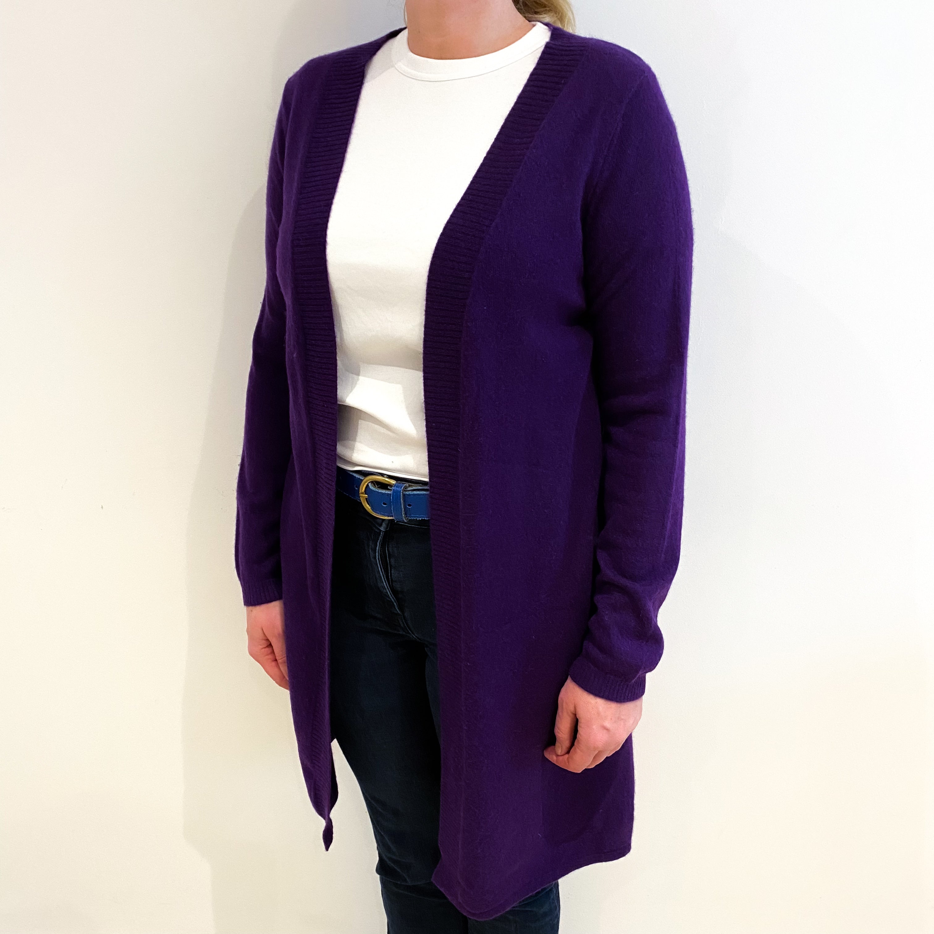 Pansy Purple Cashmere Edge To Edge Cardigan Large