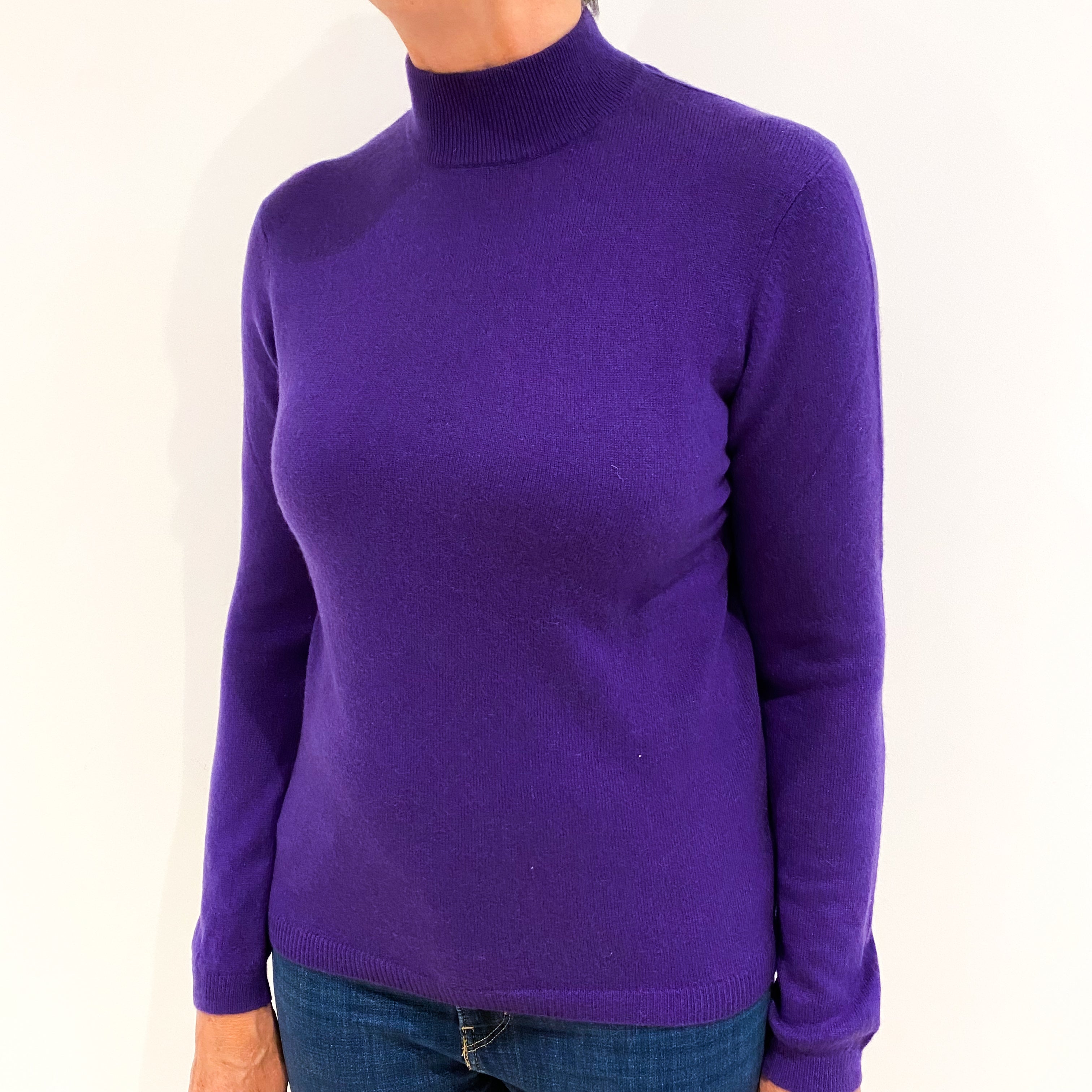 Pansy Purple Cashmere Turtle Neck Jumper Medium