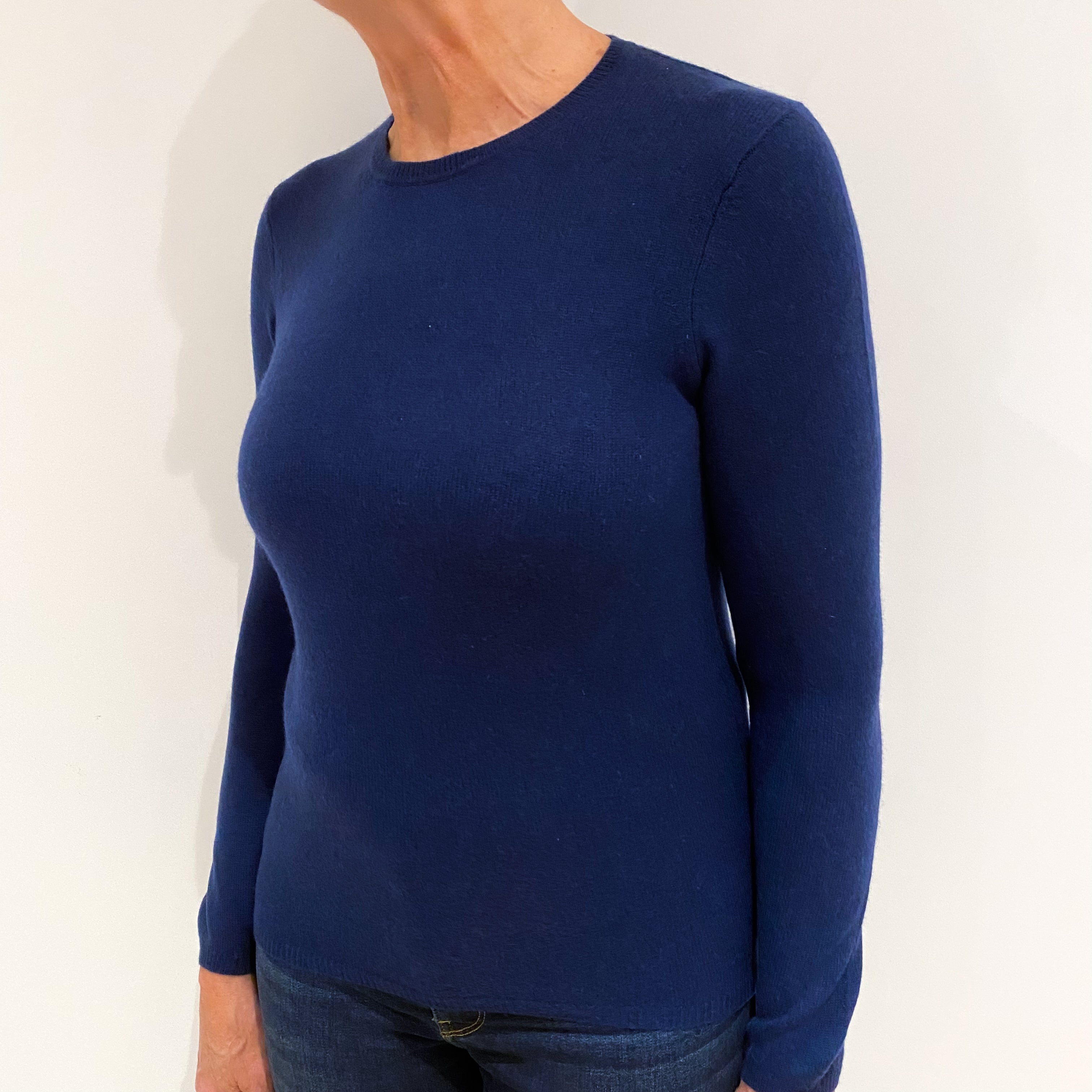 French Navy Cashmere Crew Neck Jumper Medium