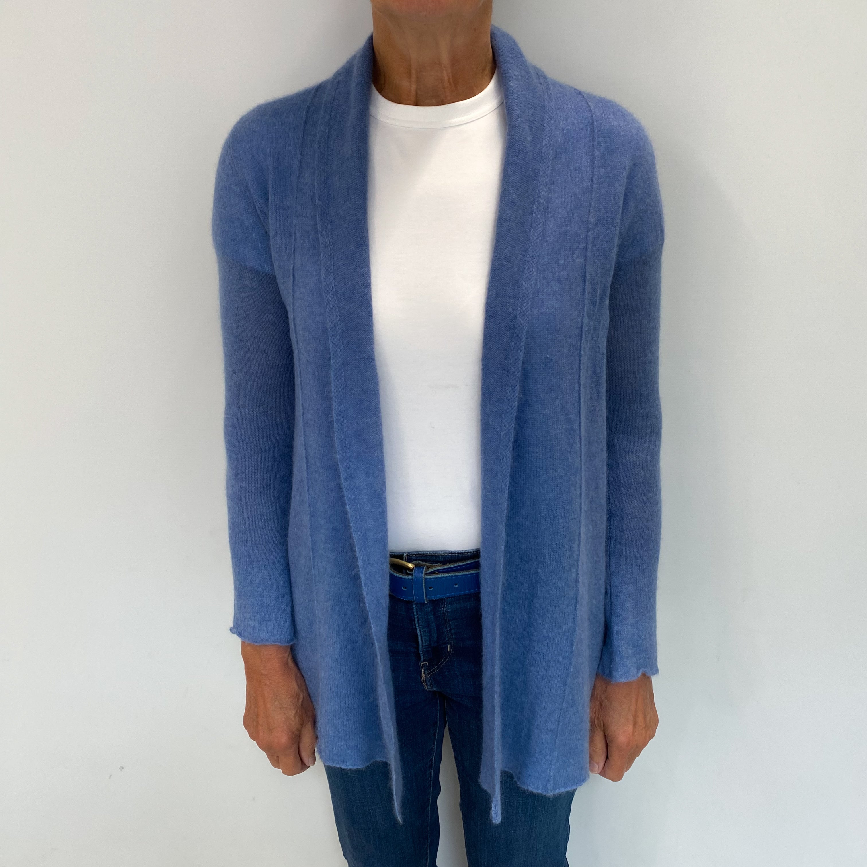 Denim Blue Cashmere Edge to Edge Cardigan Medium
