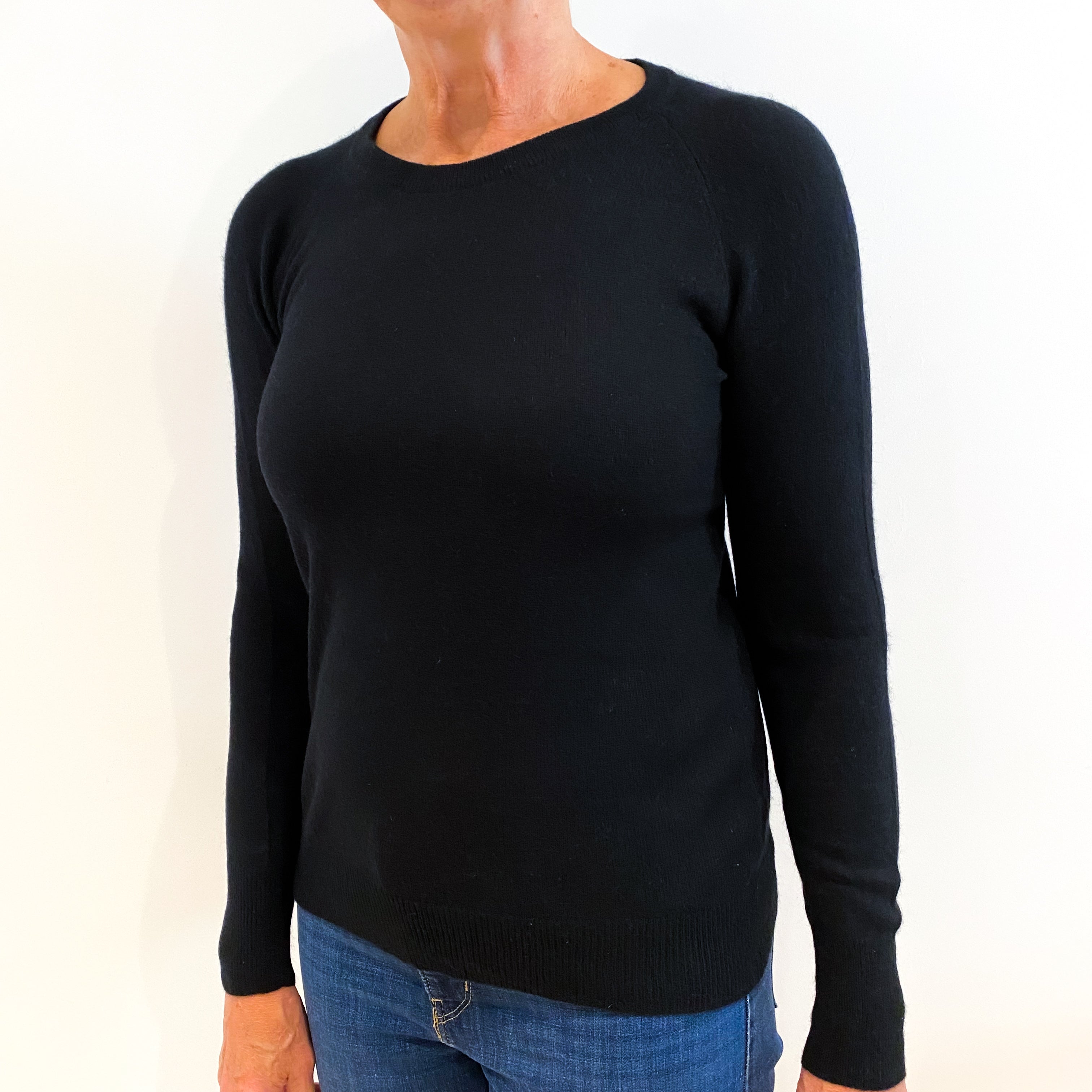 Black Cashmere Crew Neck Jumper Medium