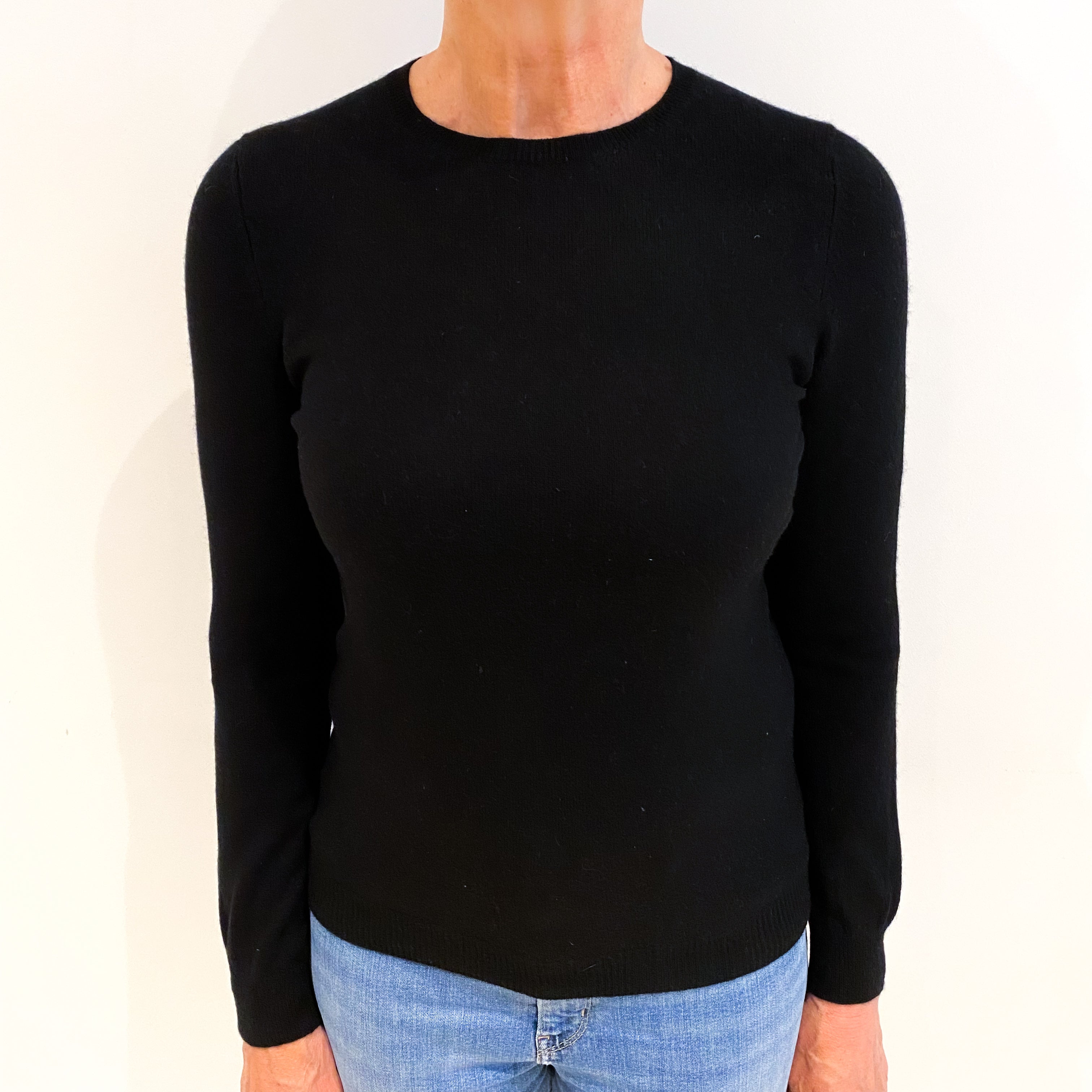 Black Cashmere Crew Neck Jumper Medium