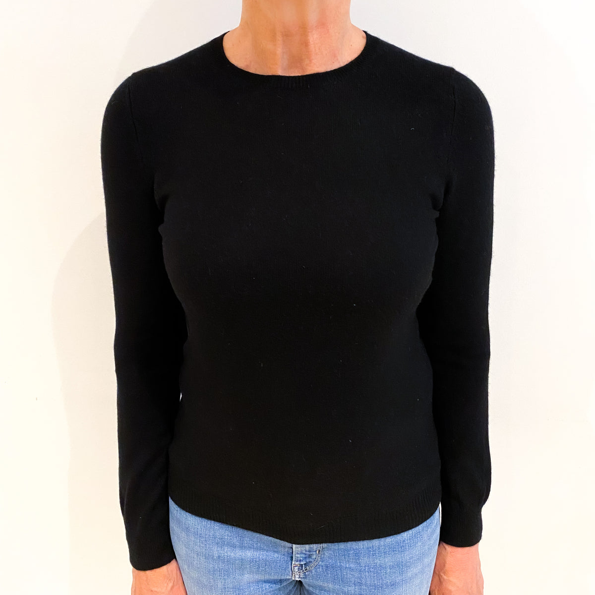Black Cashmere Crew Neck Jumper Medium