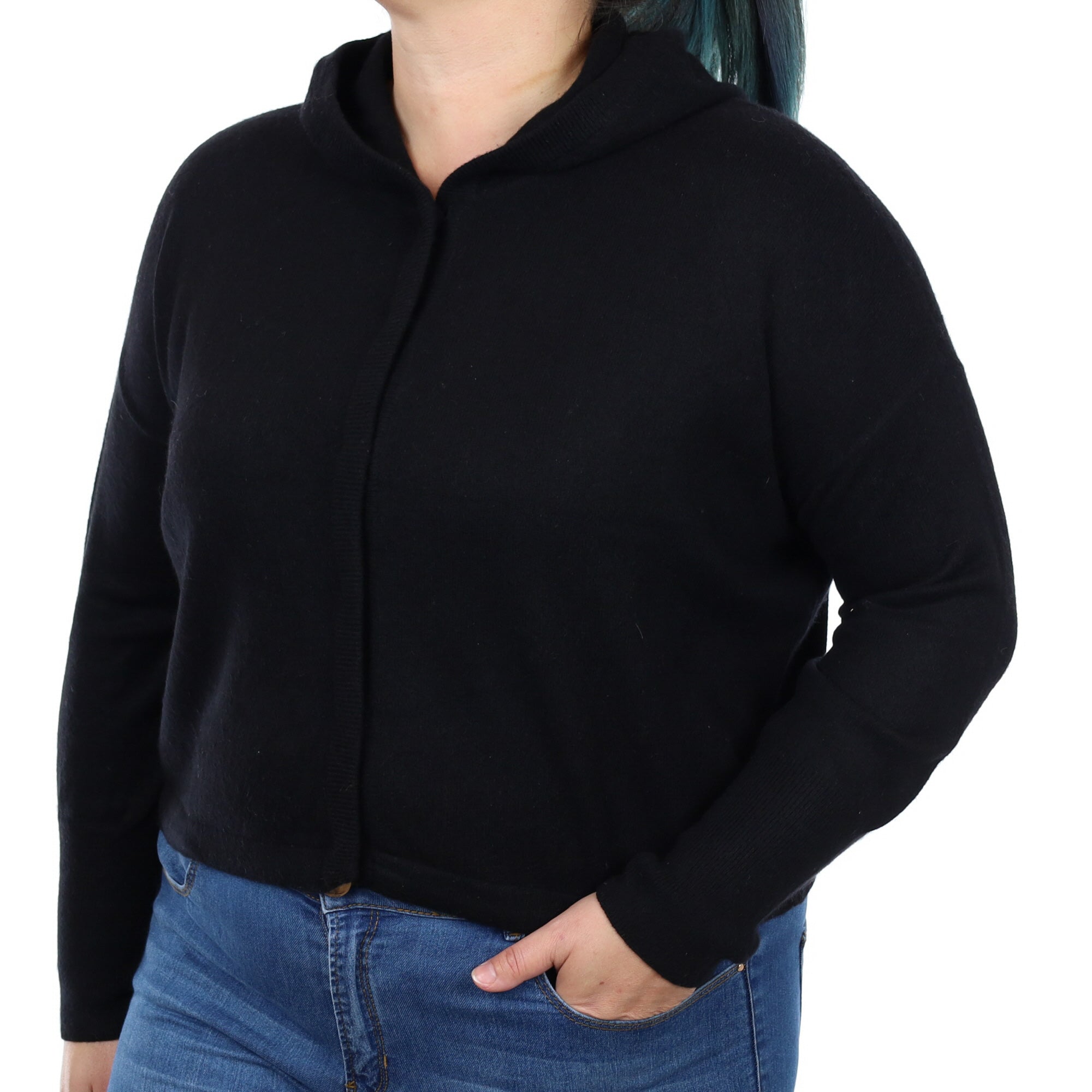 Me+Em Black Cashmere Hoodie Jumper Large