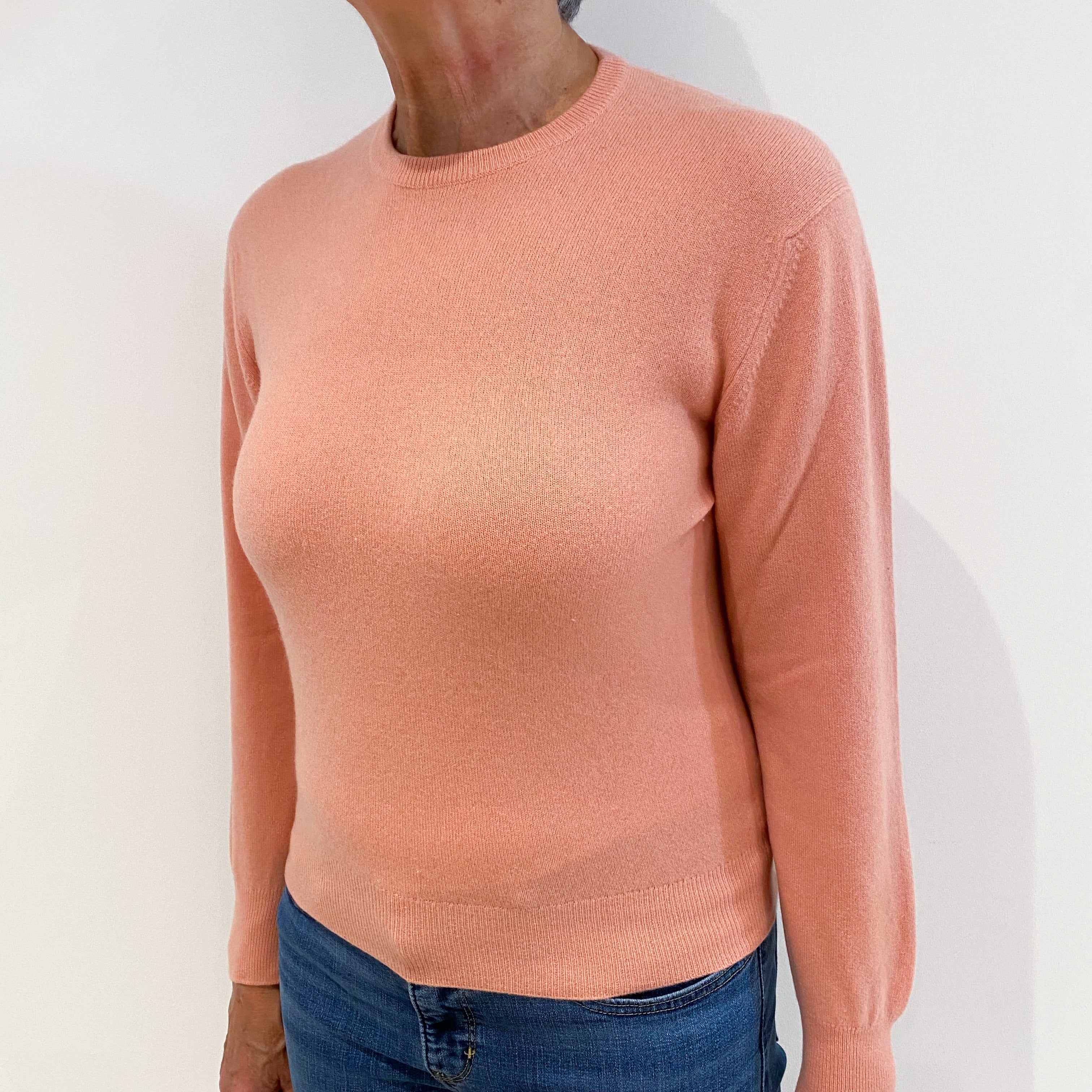 Scottish Salmon Pink Cashmere Crew Neck Jumper Medium