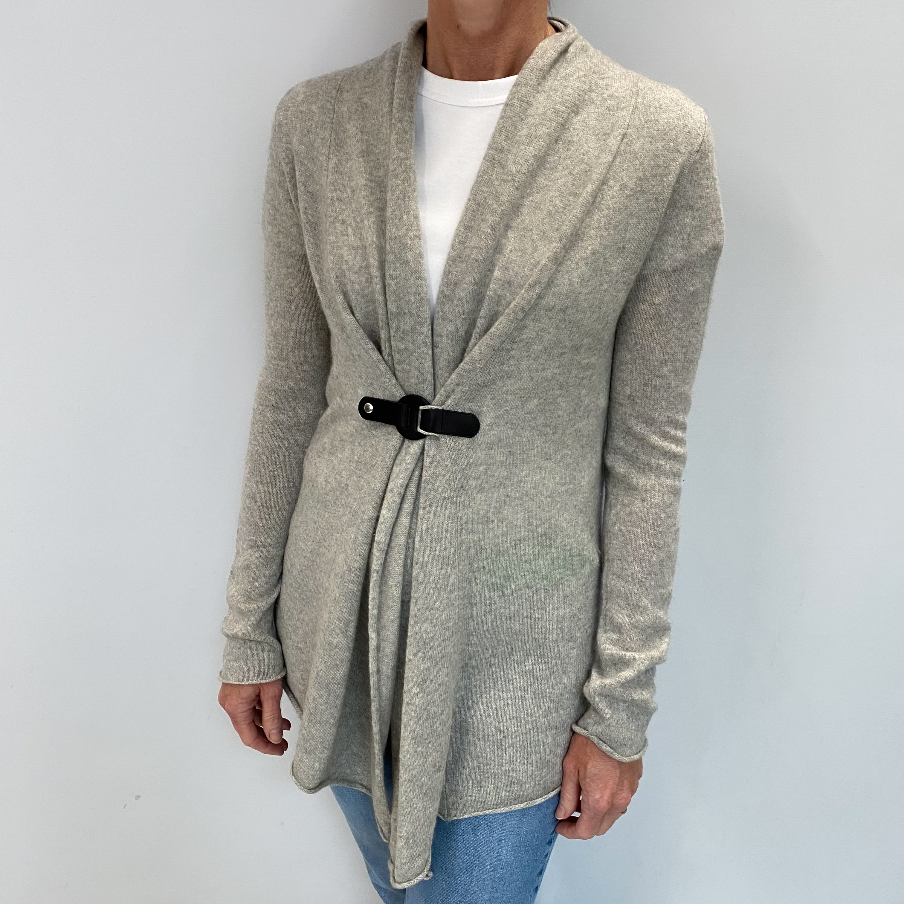 Mist Grey Cashmere Edge To Edge Cardigan Small