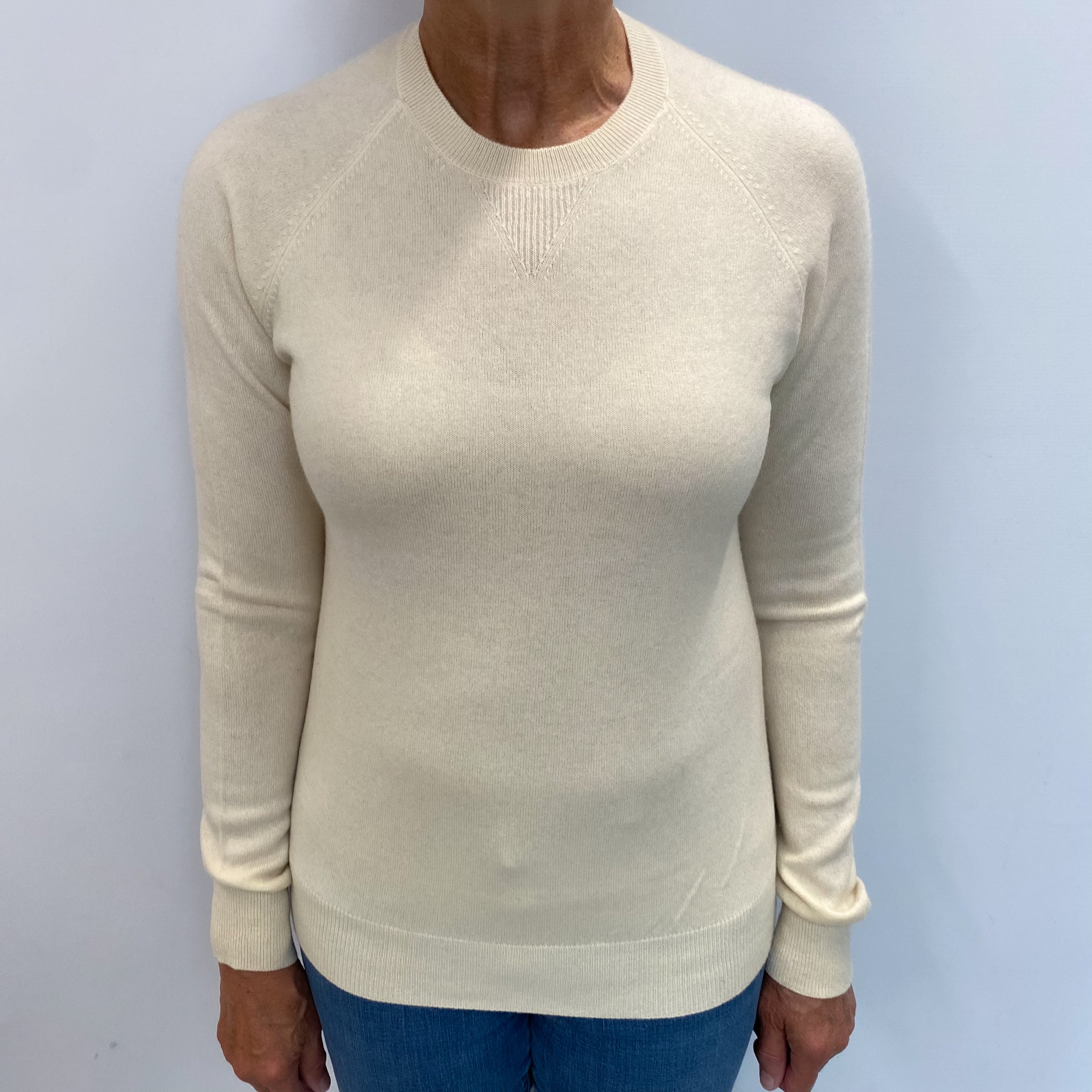 Vanilla Cream Cashmere Crew Neck Jumper Medium