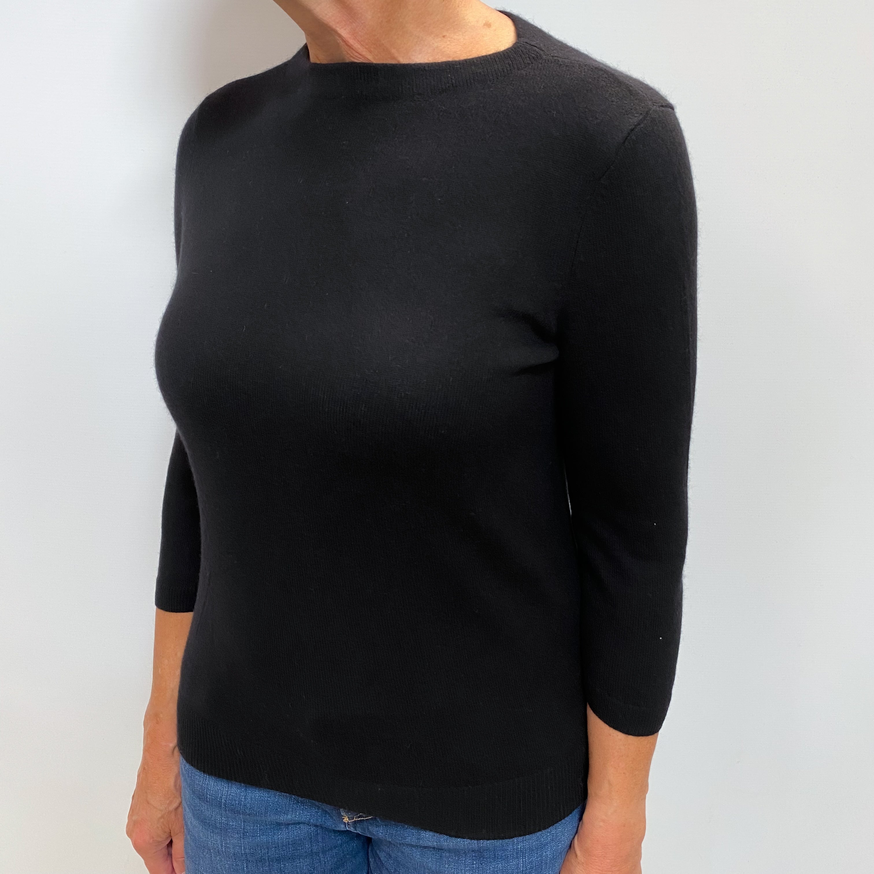 Black Cashmere Crew Neck Jumper Medium
