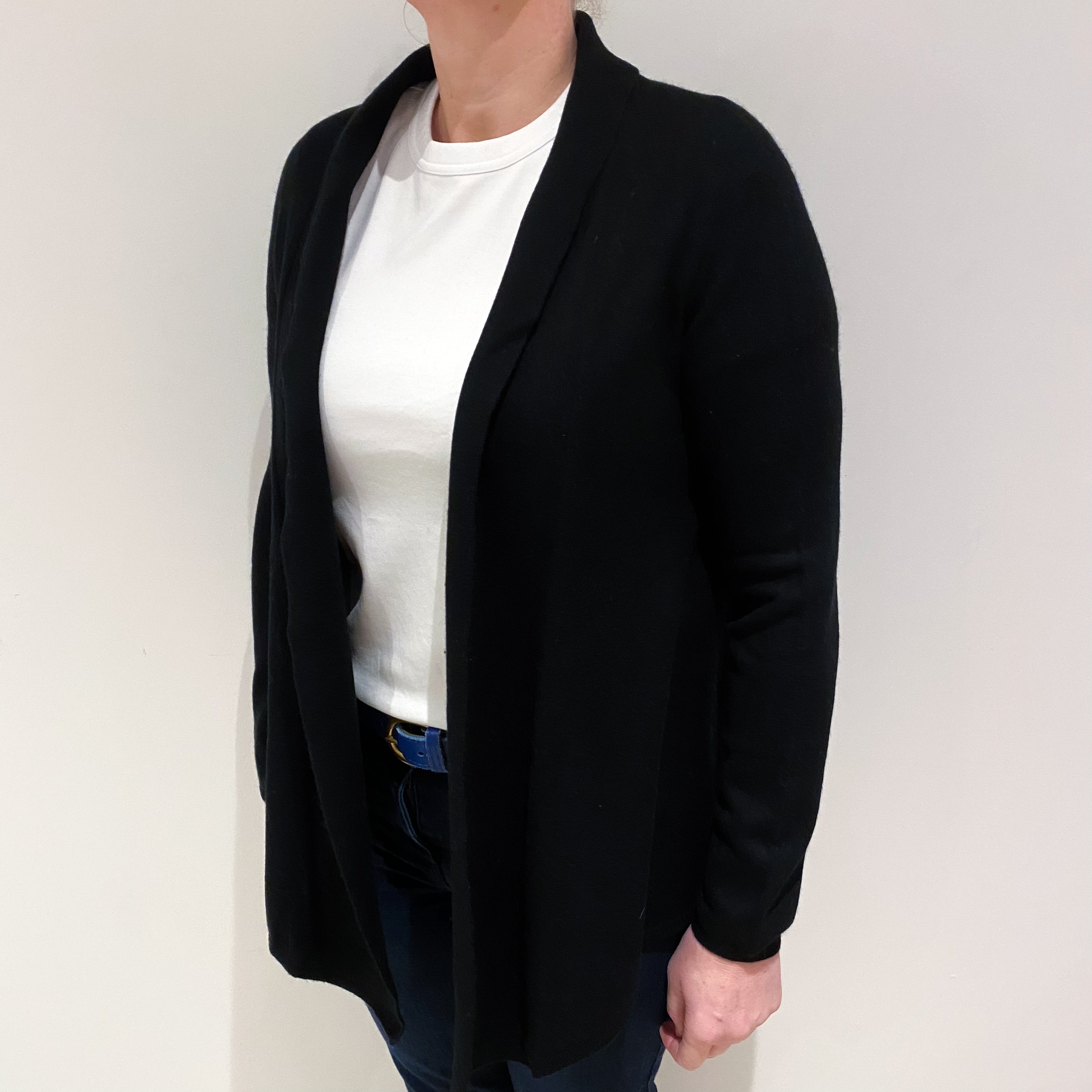 Black Cashmere Edge to Edge Cardigan Large