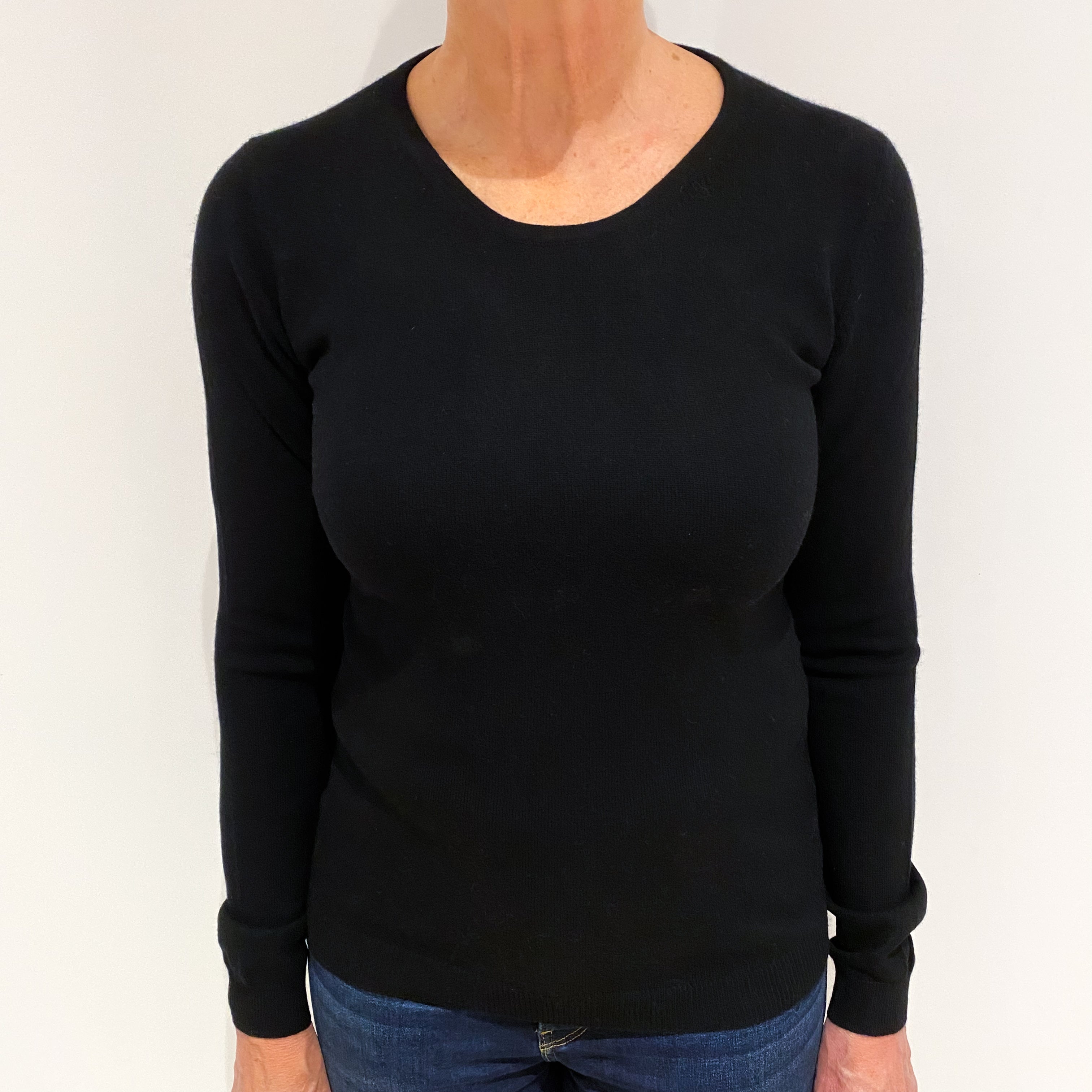 Black Cashmere Crew Neck Jumper Medium