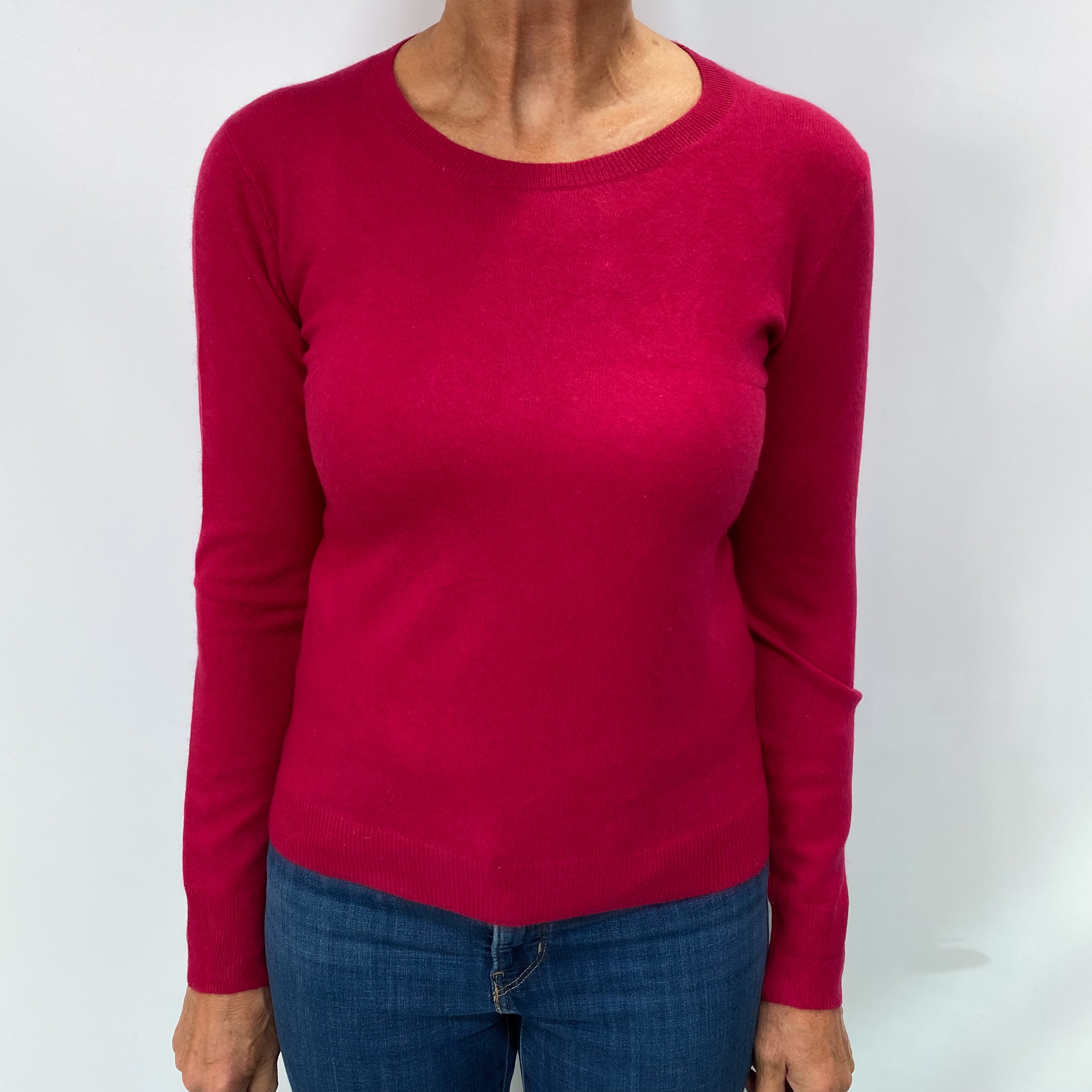Cherry Red Cashmere Crew Neck Jumper Medium
