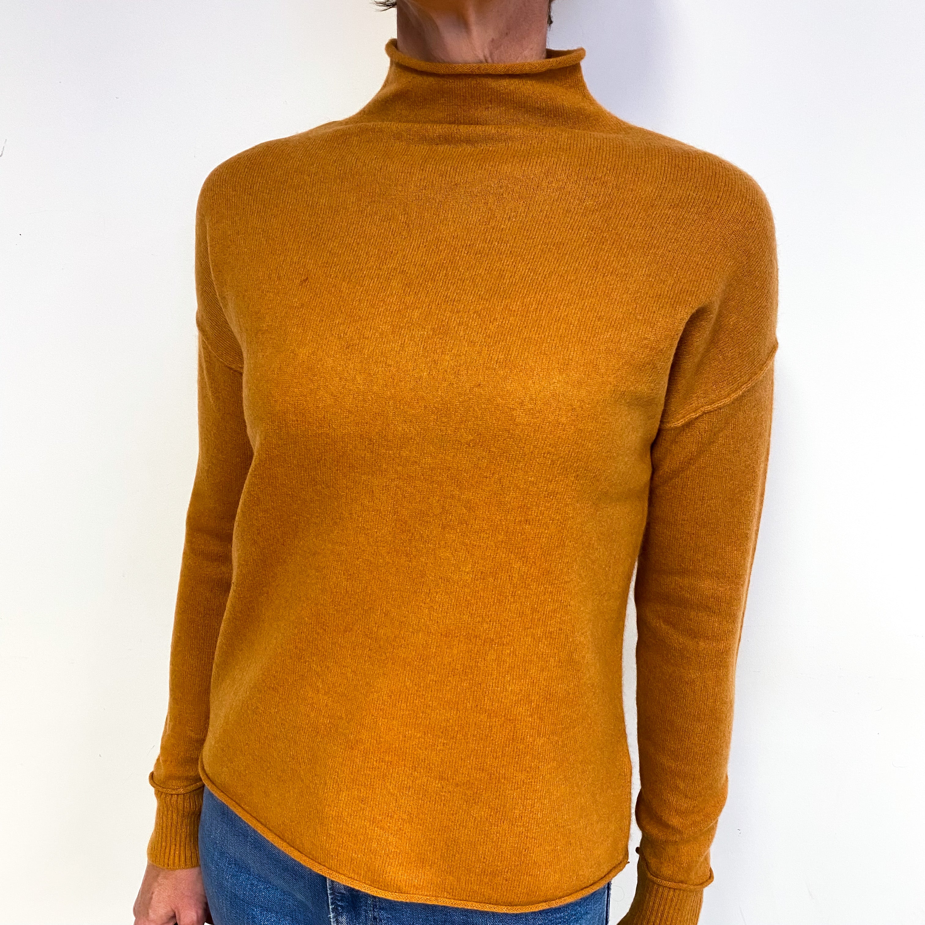 Marmalade Orange Cashmere Turtle Neck Jumper Medium