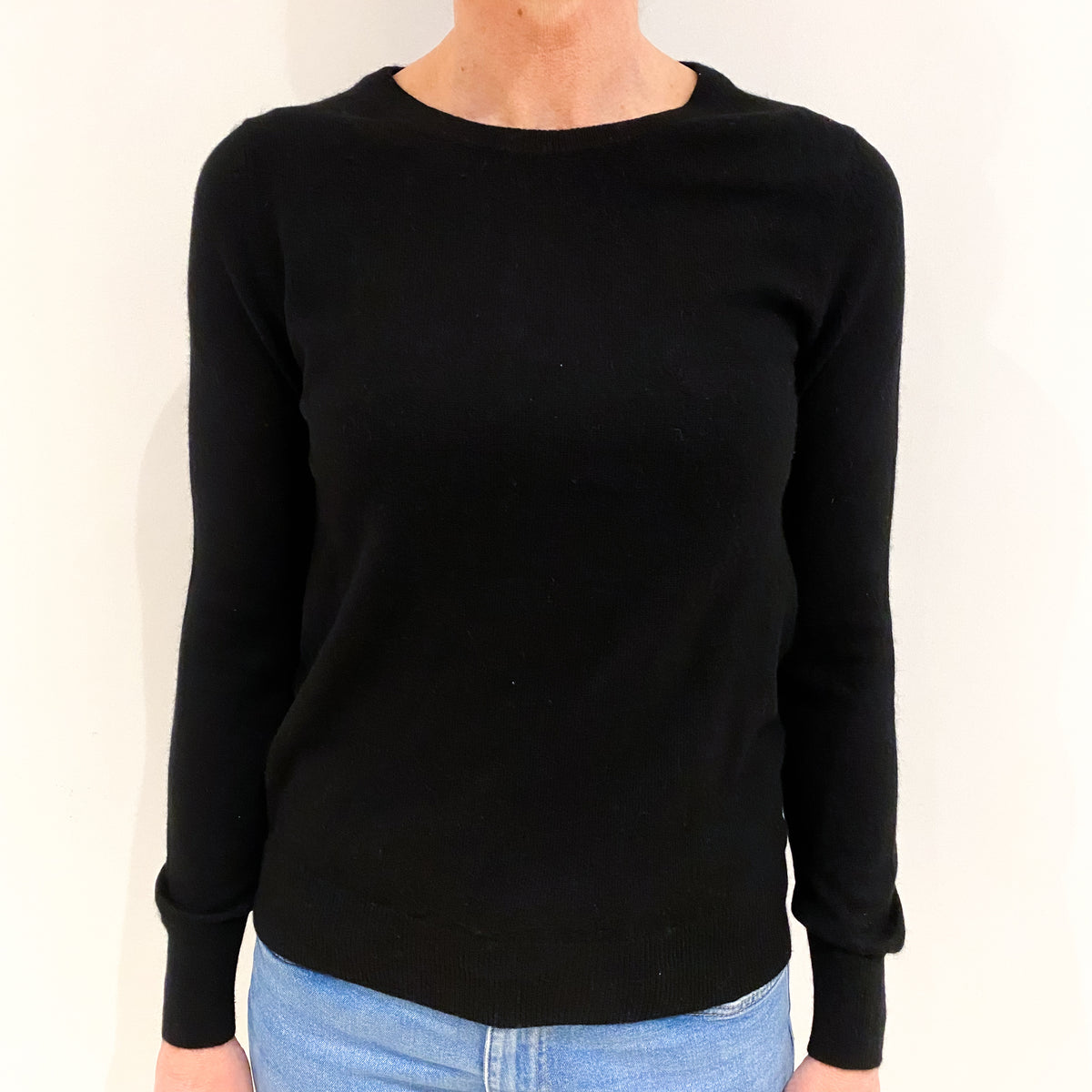 Black Cashmere Crew Neck Jumper Small