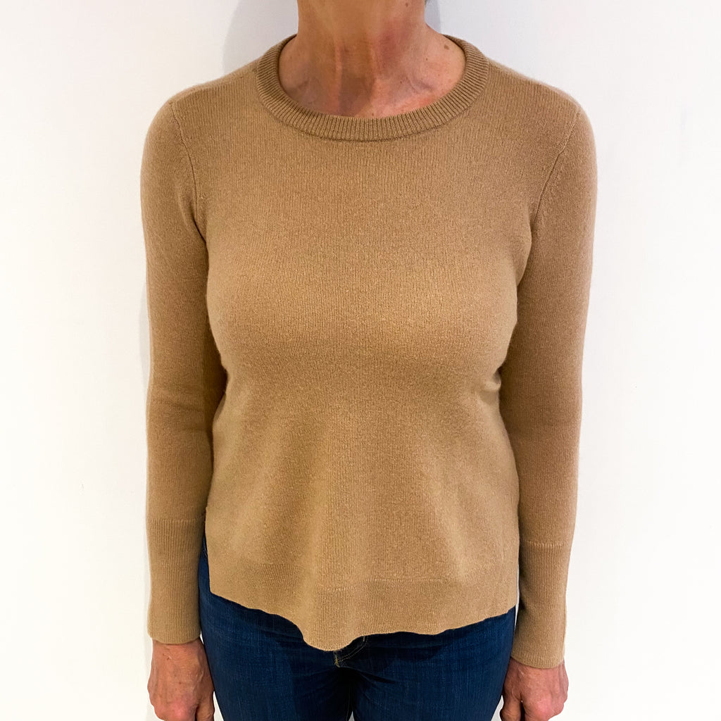 Caramel Brown Cashmere Crew Neck Jumper Medium