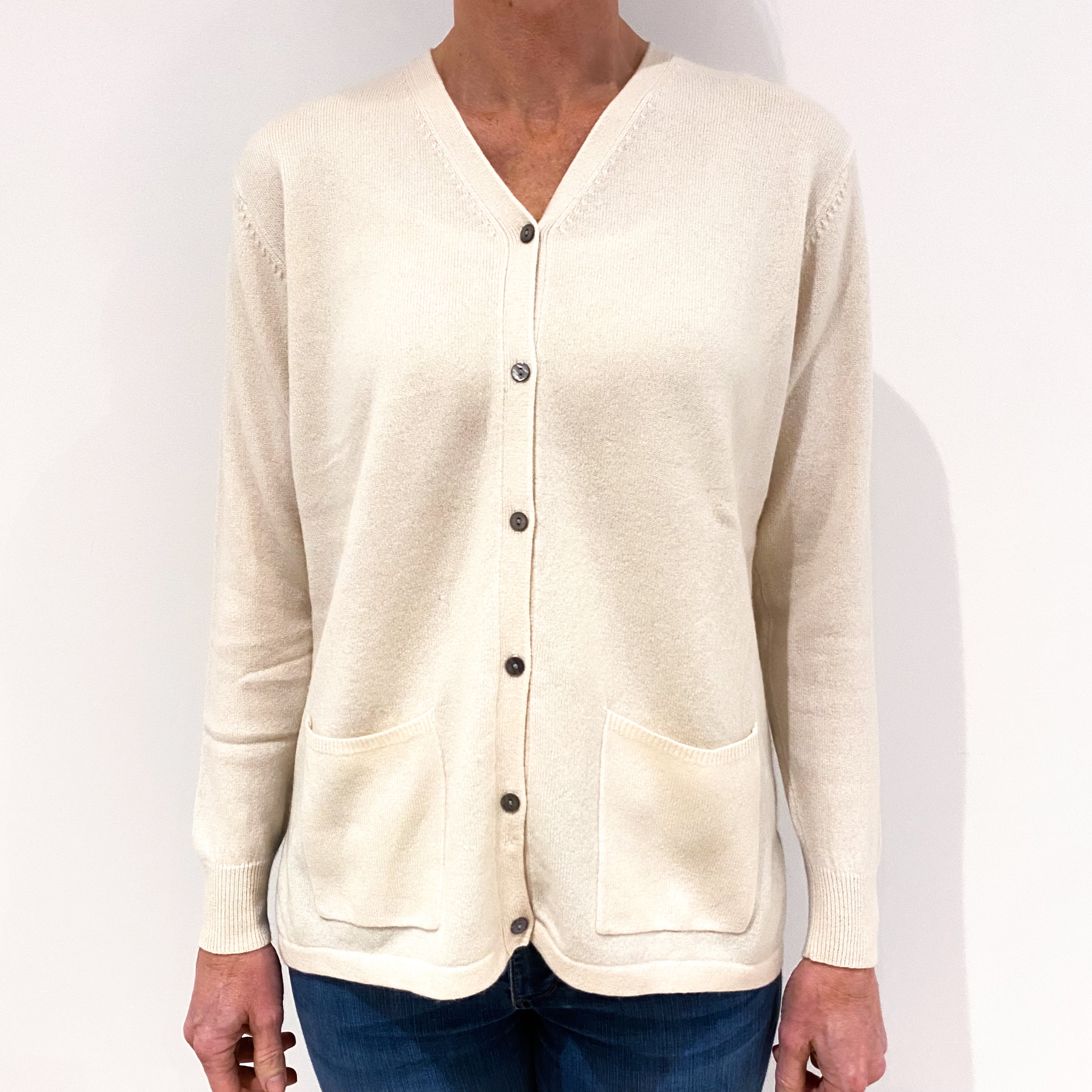 Vanilla Cream Cashmere Cardigan Small