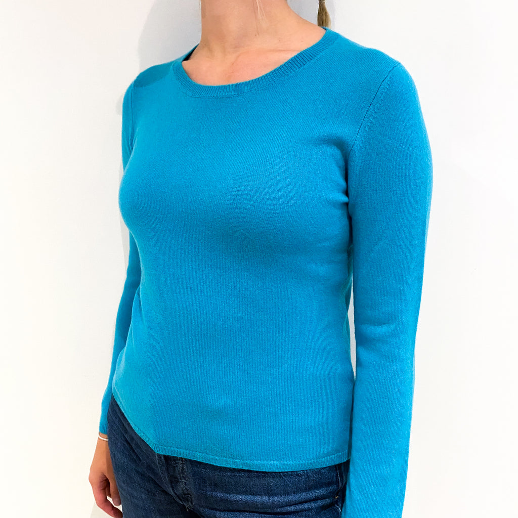 Turquoise Green Cashmere Crew Neck Jumper Small