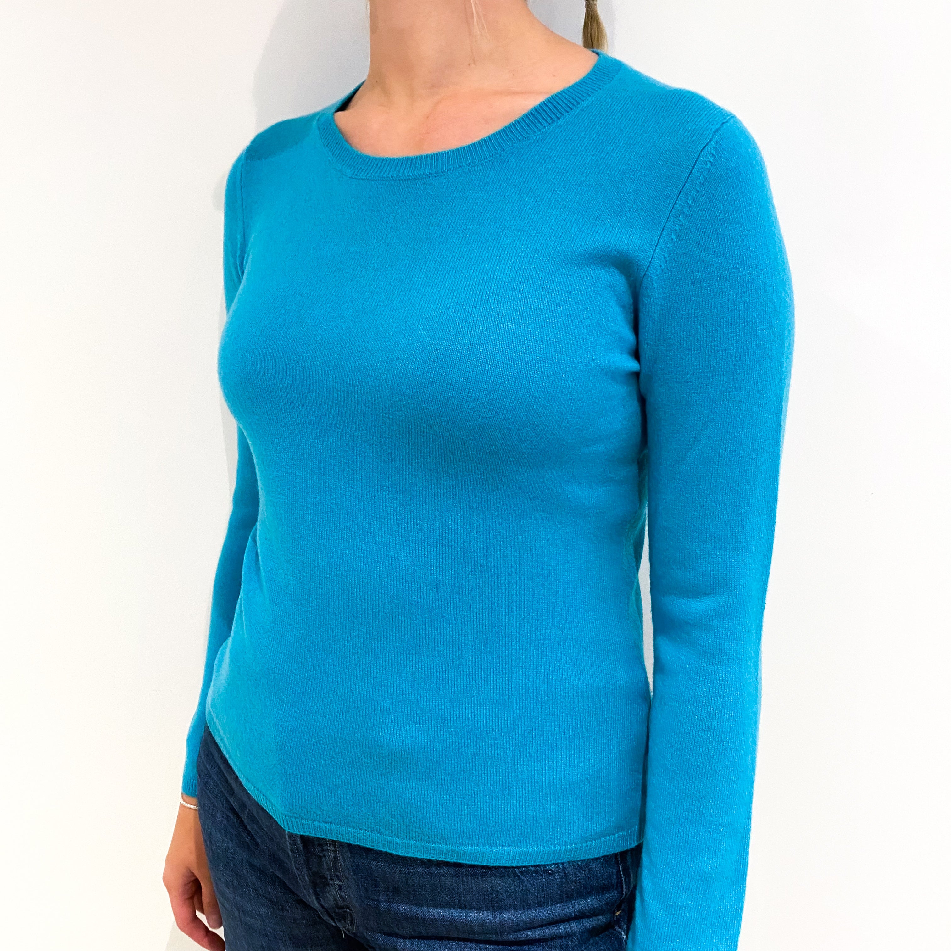 Turquoise Green Cashmere Crew Neck Jumper Small